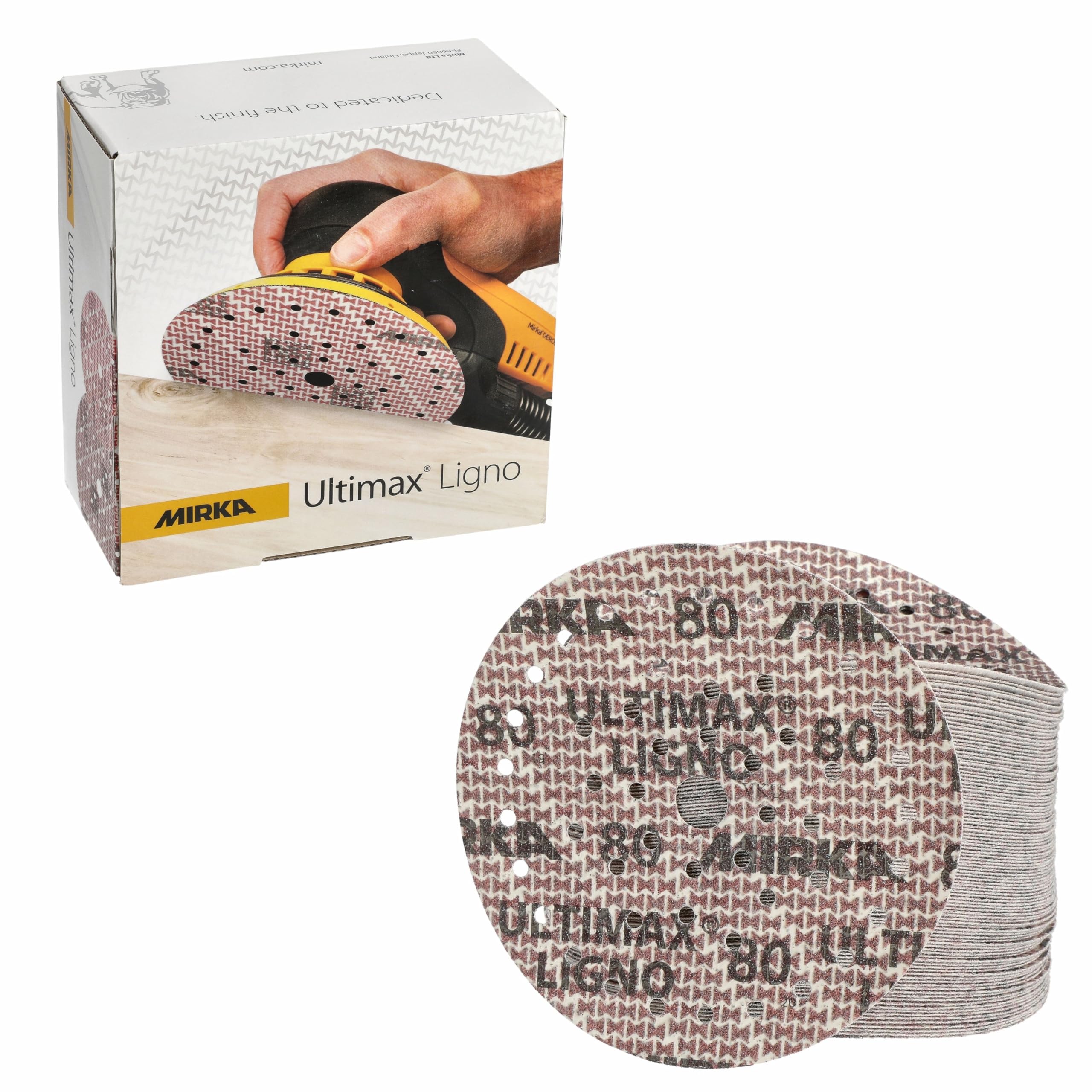 Mirka disque abrasif auto-agrippant Ultimax Ligno Ø 150 mm grain 80 | Disques abrasifs auto-agrippants Multifit 150 mm grain 80 pour ponçage bois surfaces multiples usage professionnel