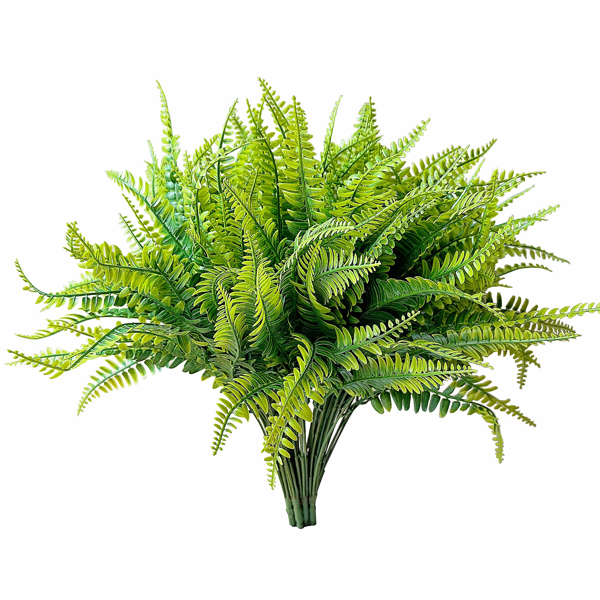 AUMVEYI 8 Bundles Ferns Artificial Plant Flower Outdoor Fake Boston Fern Bushes UV Resistant Plastic Faux Fern Greenery Stems Leaves for Home Indoor Outside Ground Porch Garden Arrangements Décor
