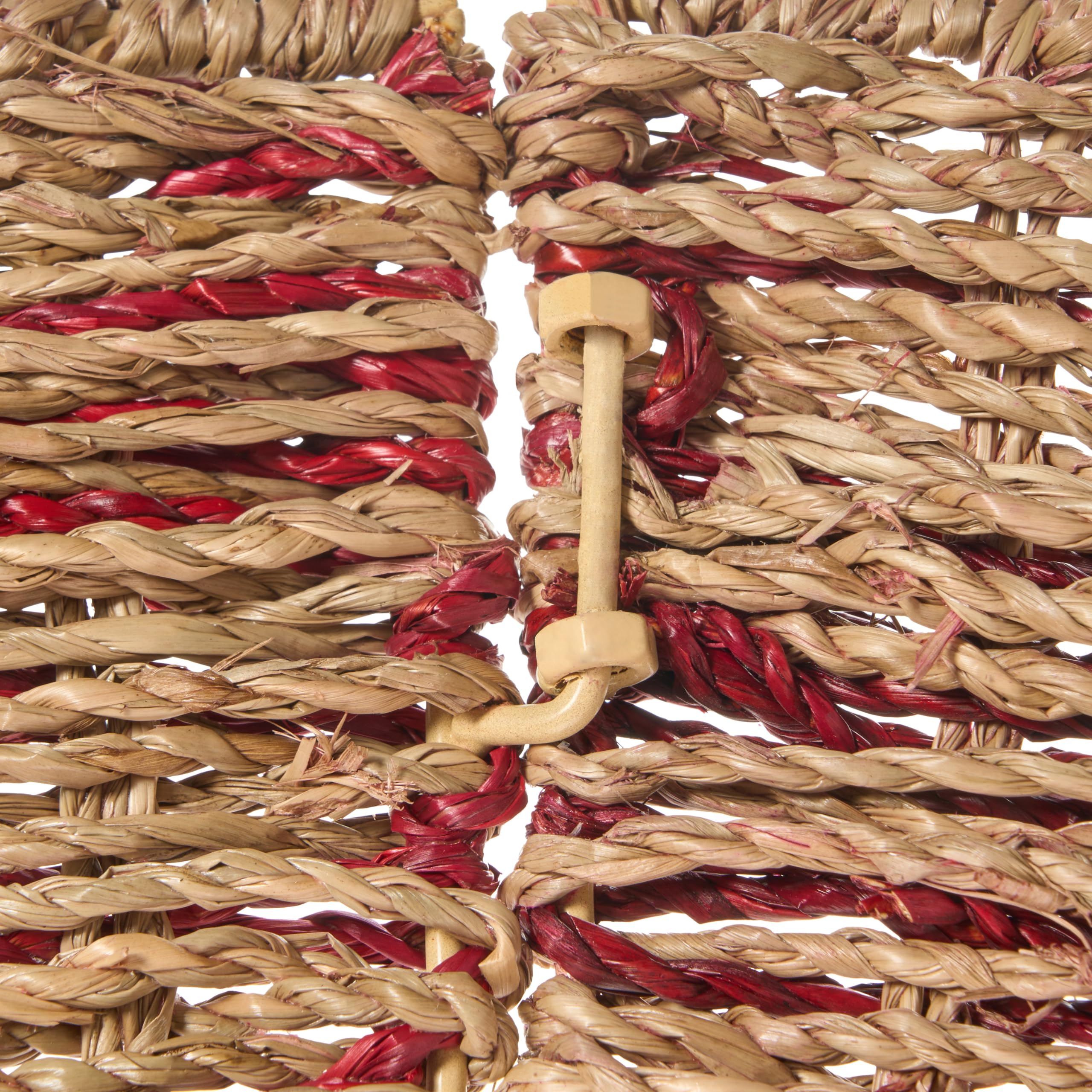 Jupe de Sapin de Noël en Algues Marines ⌀ 42 cm Rond Fait Main Naturel et Rouge Neige