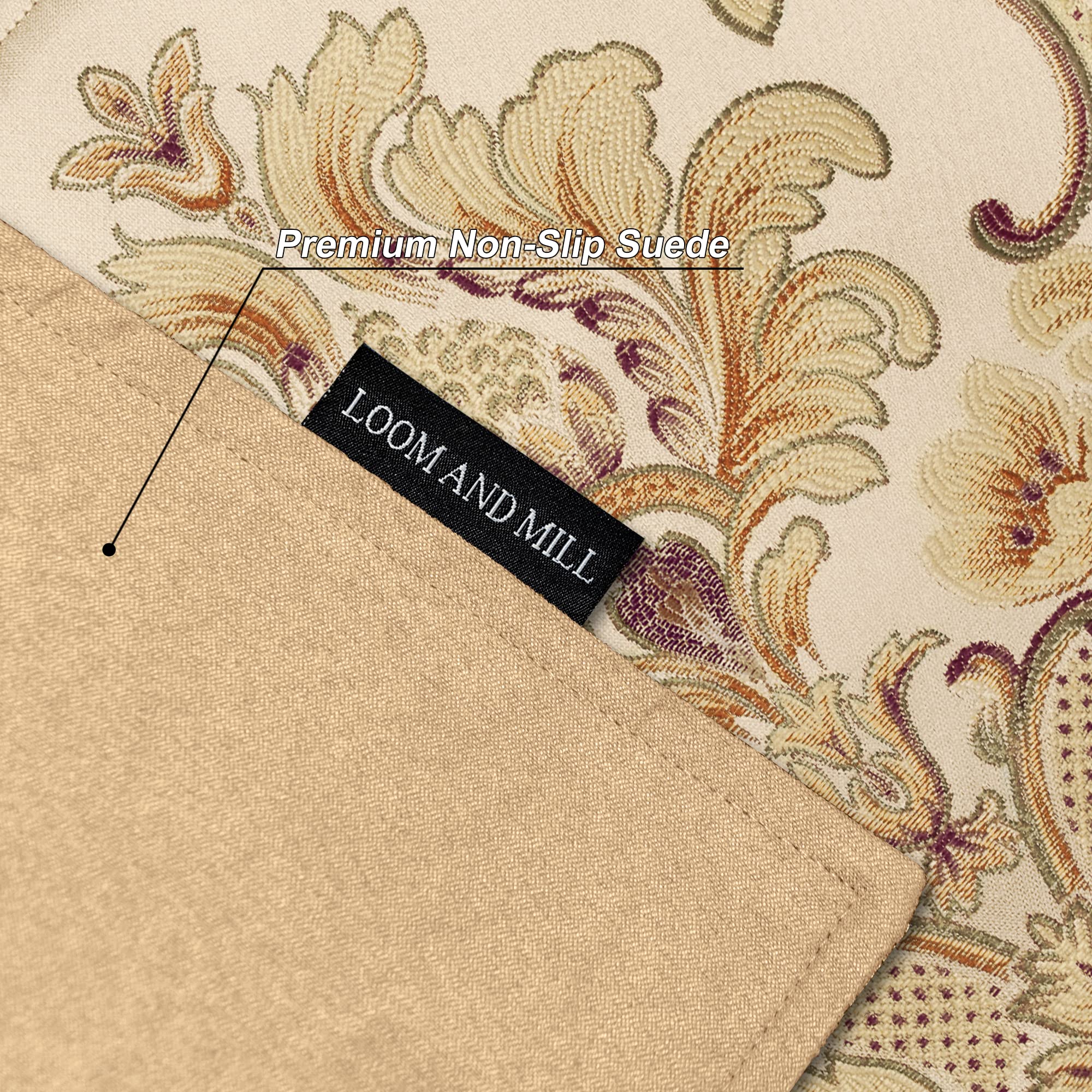 Loom and Mill Luxus-Tischsets, 6 Stück, florales Damast-Jacquard-Stoff, rutschfeste Tischsets für Esszimmer, Küche, Party, Urlaub, langlebige und waschbare Esstischsets (Khaki, 30.5x45.7 cm)