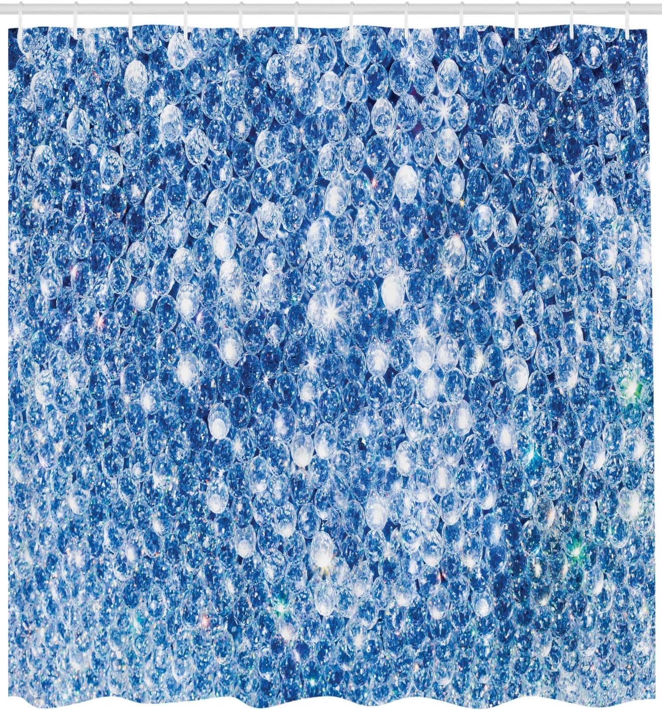 Ambesonne Diamonds Shower Curtain, Various Diamonds in Storm Abstract Style Blue Color Vivid Rocks Crystal Love Theme Image, Cloth Fabric Bathroom Decor Set with Hooks, 69" W x 70" L, Blue
