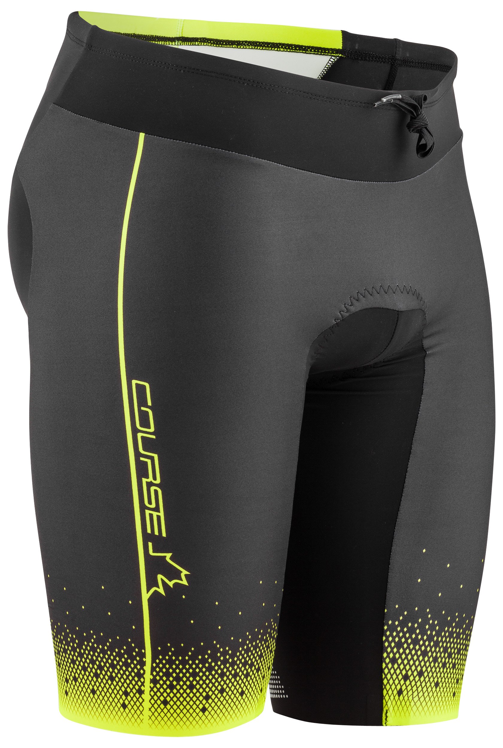 Louis Garneau Mens Tri Course Shorts Black Bright Yellow Pants