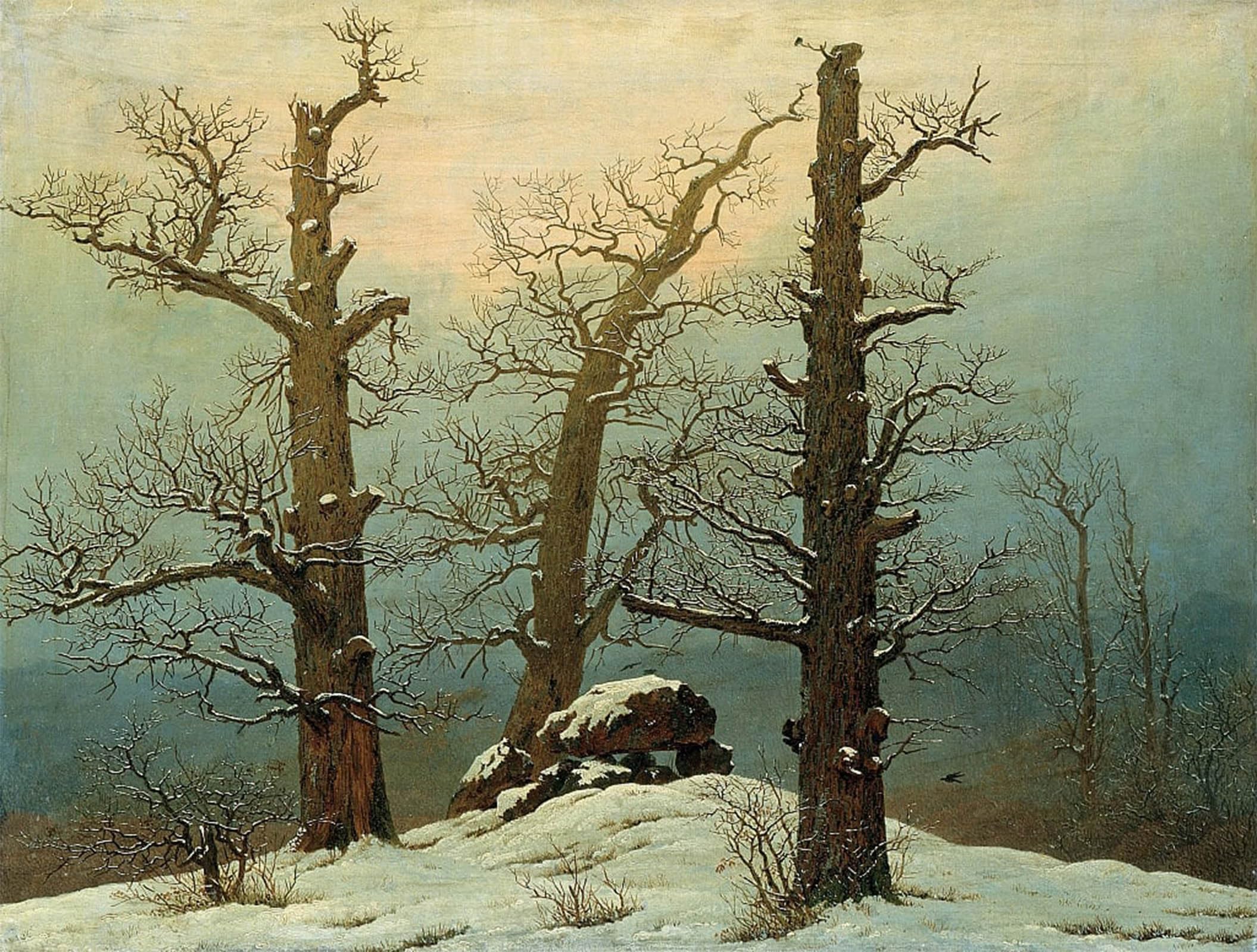 SERENDIPITP Vintage Picture Print on Canvas Wall Art Poster Pile of stones in the snowby Caspar David Friedrich Artwork Print Poster for Wall Decor 60x90cm