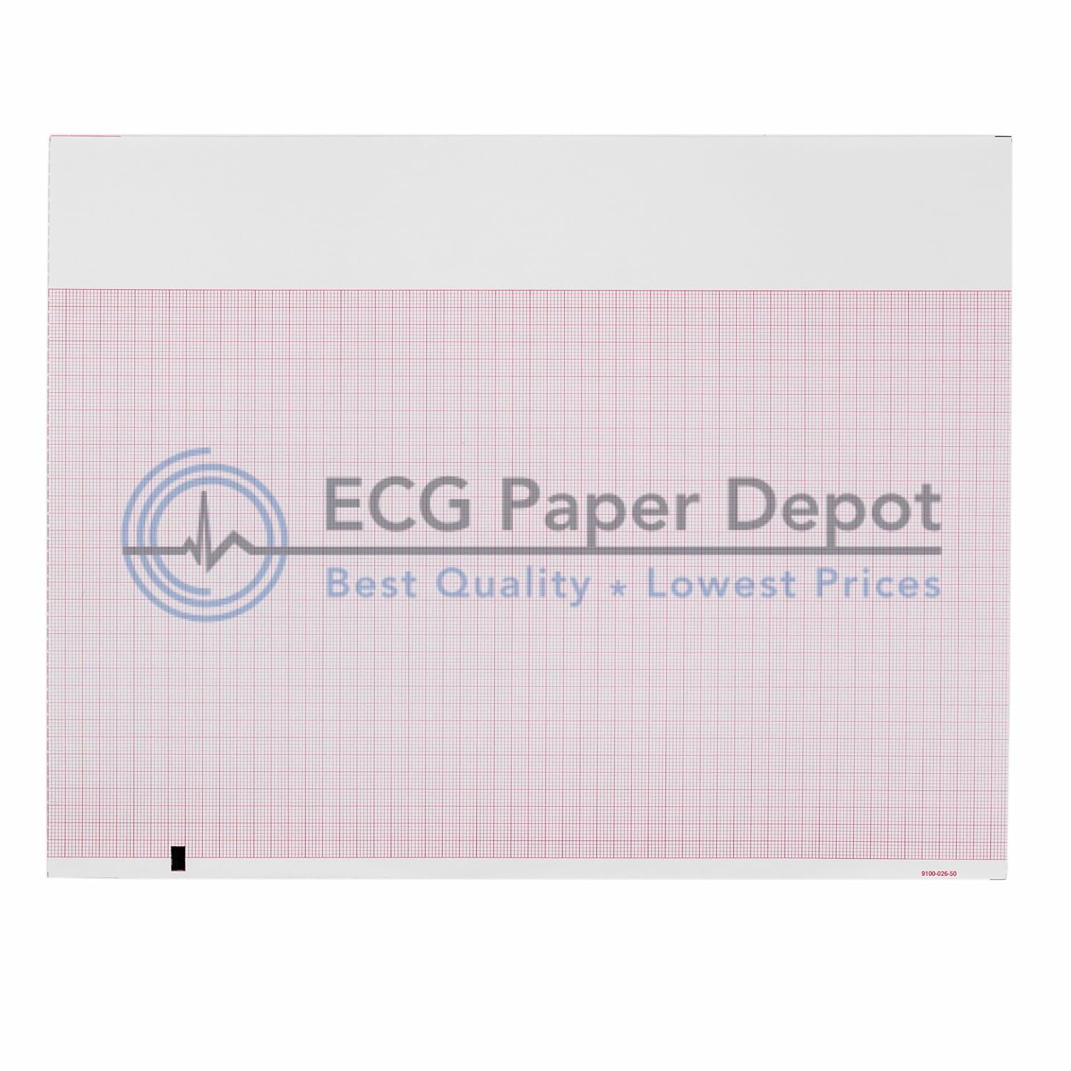 9100-026-50 Medical Cardiology Recording Charts, 12 Pads Per Case, Grid Color Red, Z-Fold, Size 8.5" x 11"