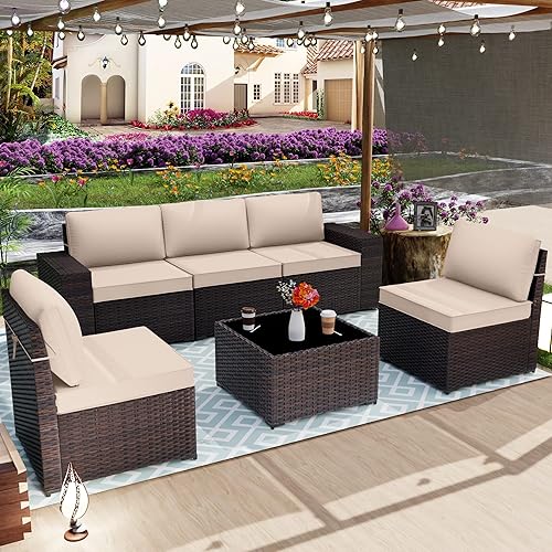 Miniatura 2 de ALAULM 11 fundas de cojín de sofá de patio al aire libre, repuesto para muebles de exterior, cojines de asiento y cojines de respaldo con diseño de