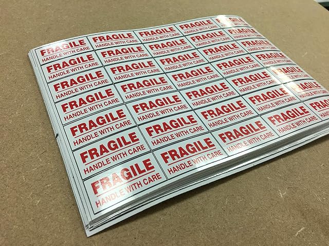 70 Fragile Stickers - Self-Adhesive Labels Please Handle with Care