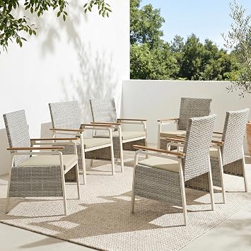 Patio Dining Chairs Set of 6, Aluminum Outdoor Patio Chair,Upholstered Dining Chair, Modern Outdoor Furniture Set Chairs, Comfortable Kitchen Chairs for Balcony, Deck, Garden, Green