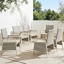 Patio Dining Chairs Set of 6, Aluminum Outdoor Patio Chair,Upholstered Dining Chair, Modern Outdoor Furniture Set Chairs, Comfortable Kitchen Chairs for Balcony, Deck, Garden, Green