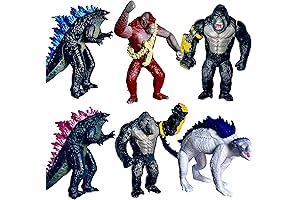 TwCare Set of 6 Godzilla vs. Kong Dinosaur Toys with Shimo Mecha King