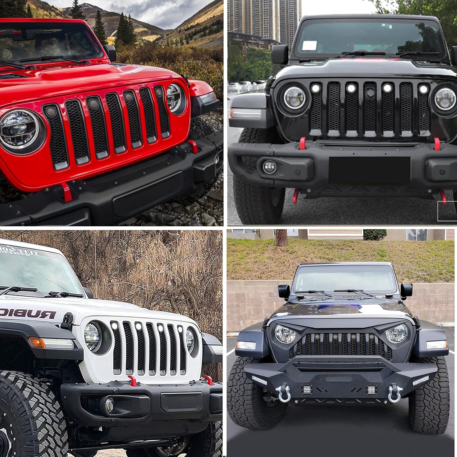 4Pcs LED Grille Light Kits Waterproof White LED Front Grille Lamp for 2018-2021 Wrangler JL JLU Original Grille with W/Fuse Adapter