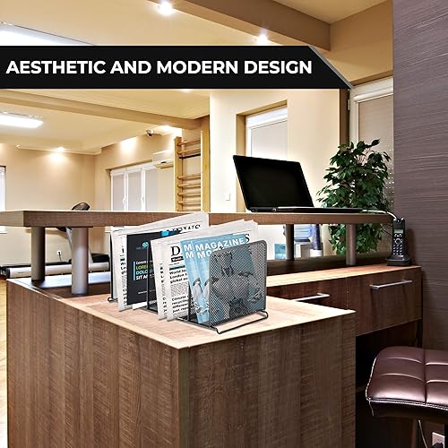 Miniatura 5 de Halter Organizador de archivos de 5 secciones de malla metálica para almacenamiento de archivos para el hogar y la oficina, organizador de