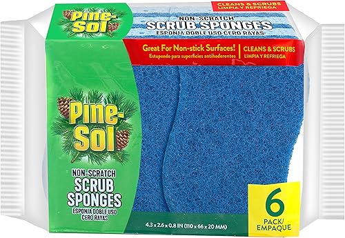 Pine-Sol Esponjas antiarañazos  Limpiador de platos de doble cara seguro para utensilios de cocina antiadherentes, esenciales de cocina para lavar y