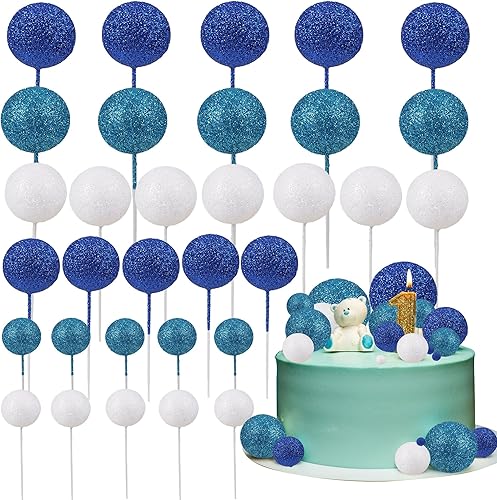 30 bolas de purpurina para decoración de tartas, bolas de espuma, mini globos, decoración para baby shower, boda, aniversario, cumpleaños,