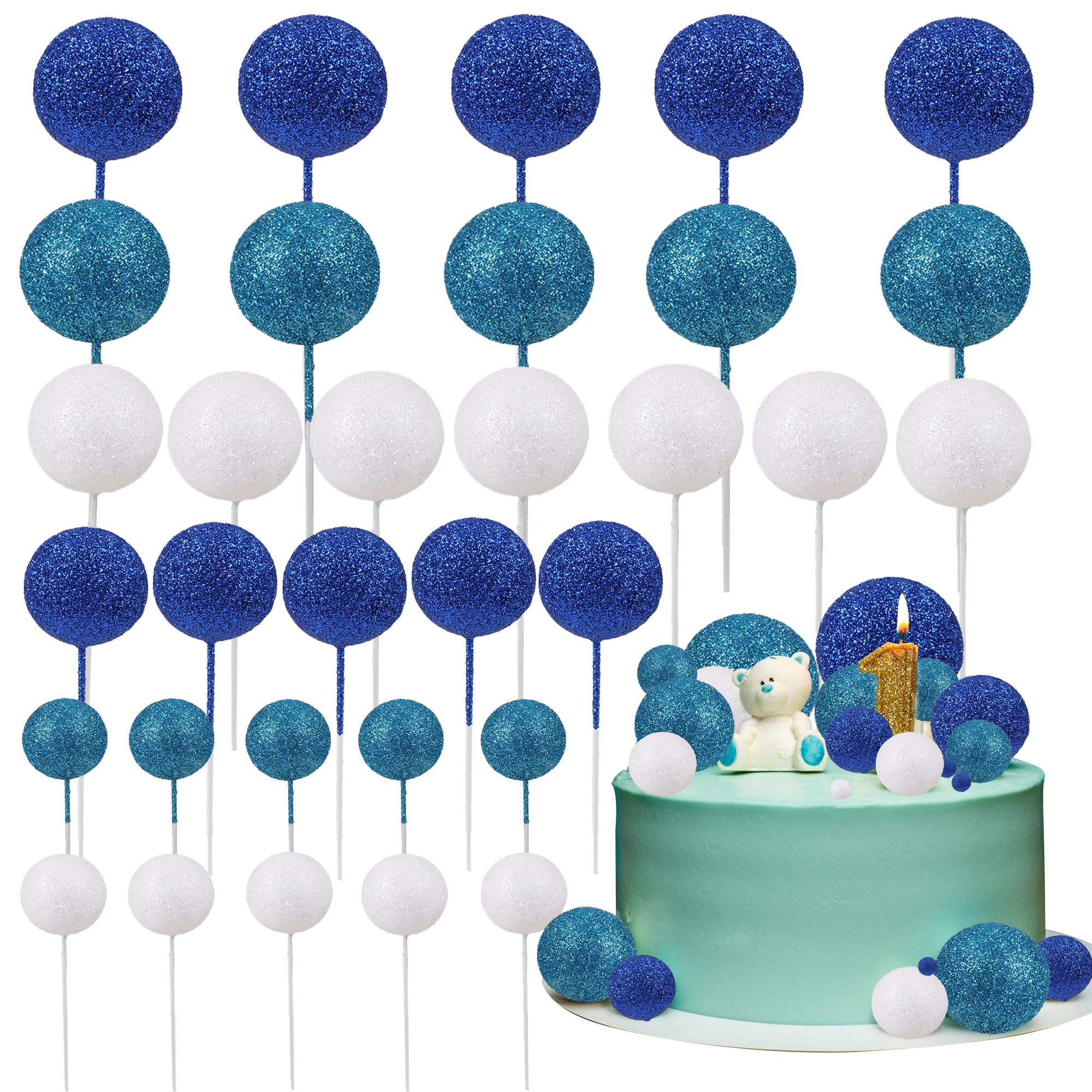 DIY Foam Ball Cake Topper Set - Pink & White Assorted Sizes For Birthday, Wedding, Baby Shower Cake Decorations - View #4