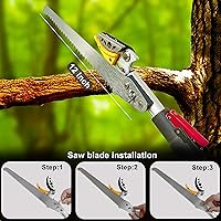 Vista 4 de Podadora telescópica de árbol de 4.5 a 10 pies con 3 secciones de longitud ajustable, podadora de corte y sujeción, sierra de poste extensible