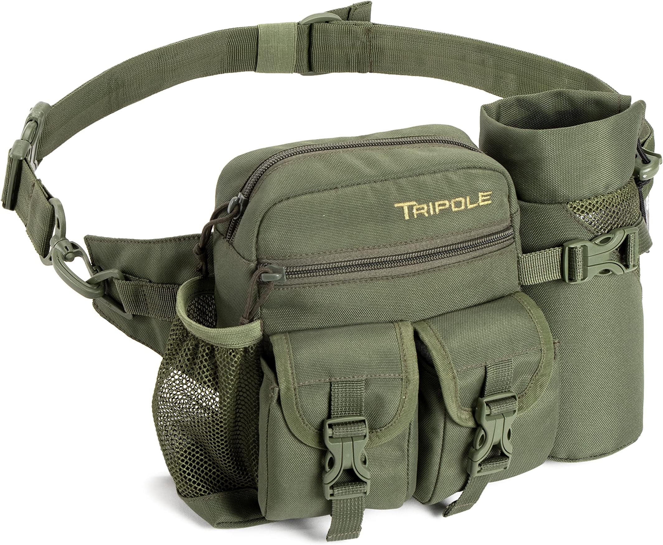 Polyester Multi-Utility Waist Pack and Sling Bag with Detachable Bottle Holder (Army Green)