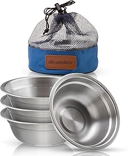 Stainless Steel Bowl Set - 6 inch Ultra-Portable Dinnerware 4 Pack Round BPA Free Bowls with Mesh Travel Bag for Outdoor Camping | Hiking | Picnic | BBQ | Beach