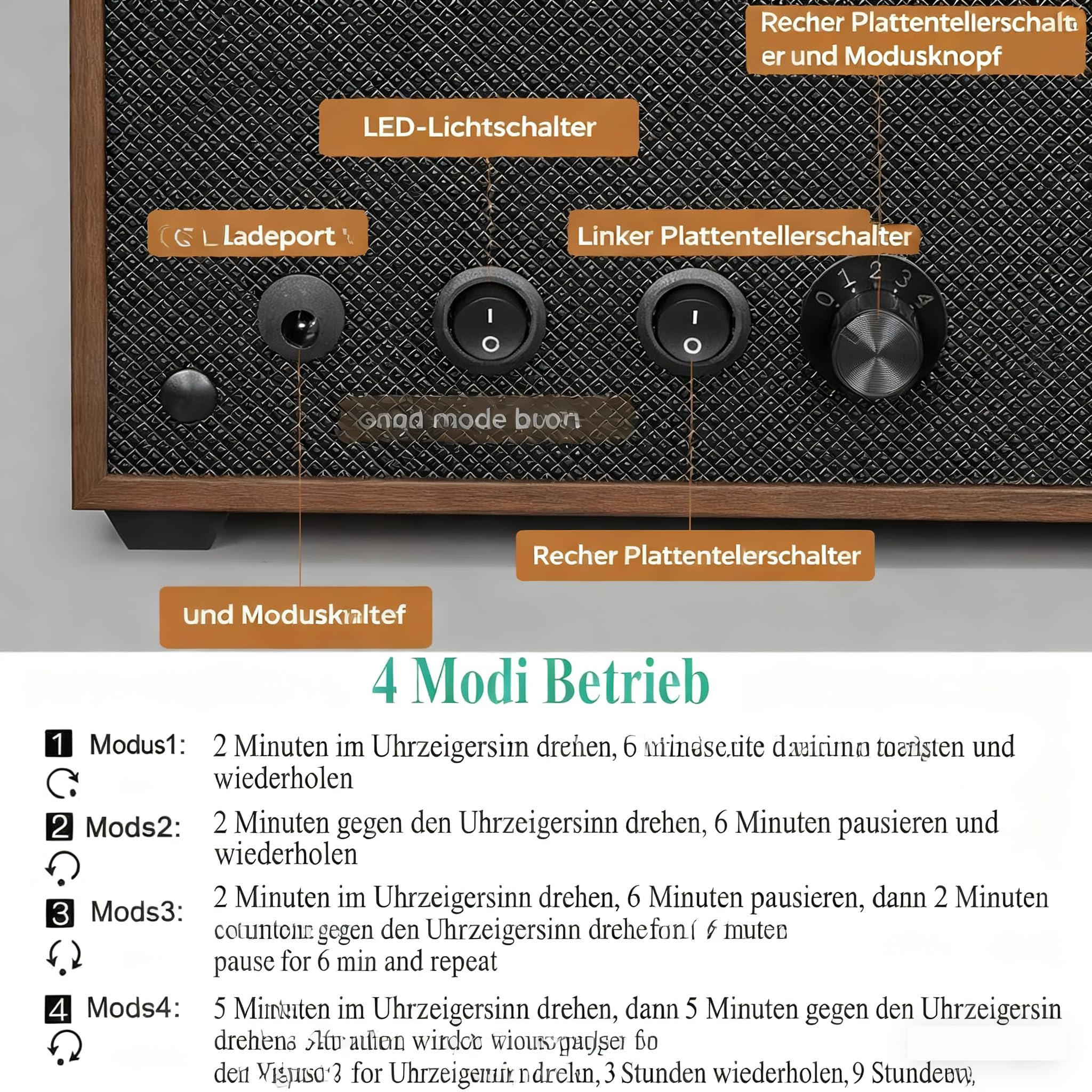ANWBROAD Uhrenbeweger für 6 Uhren Spinner mit LED und Superleisen Mabuchi-Motor Automatik Uhrenbeweger 4 Rotationsmodi Uhrenschüttler Geschenk JWW003A
