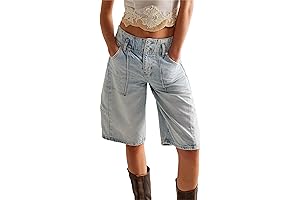 Women's Loose Fit Baggy Denim Bermuda Shorts
