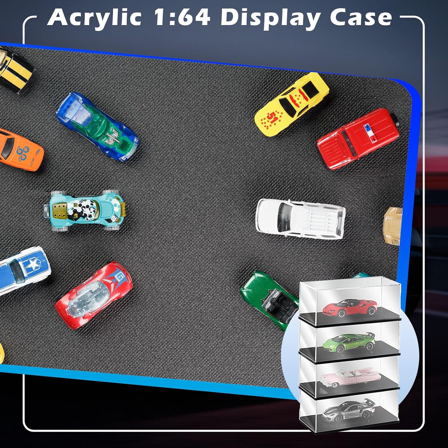 Baderke 4 Pcs Clear Model Cars Display Case 4.72 x 2.28 x 1.77 Inches Fit for 1/64 Scale Acrylic Display Case Vehicles Toy Storage Collectors image 5