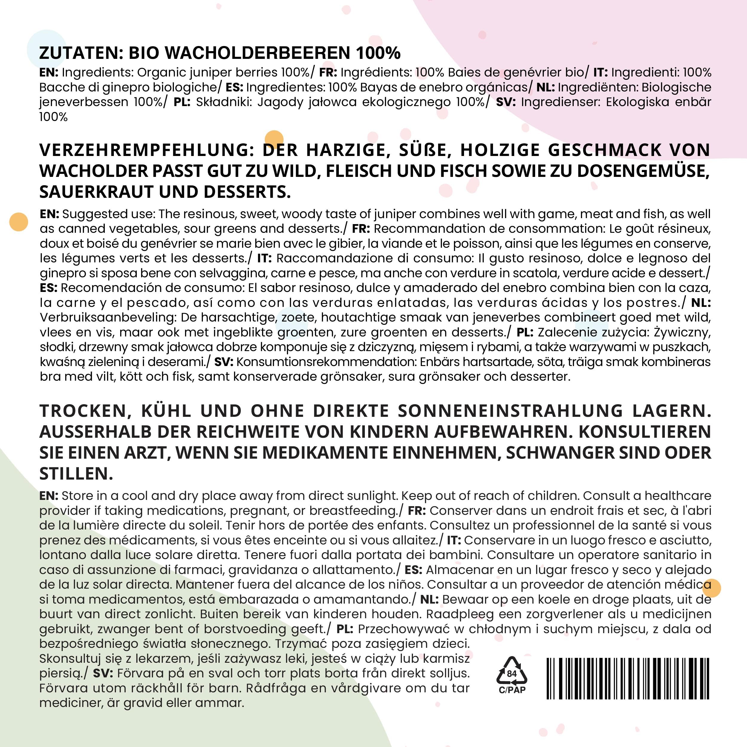 IDDA Herbal Bacche di Ginepro BIO Essiccate 1kg, Ginepro Bacche Bio senza Zuccheri, Frutta Secca