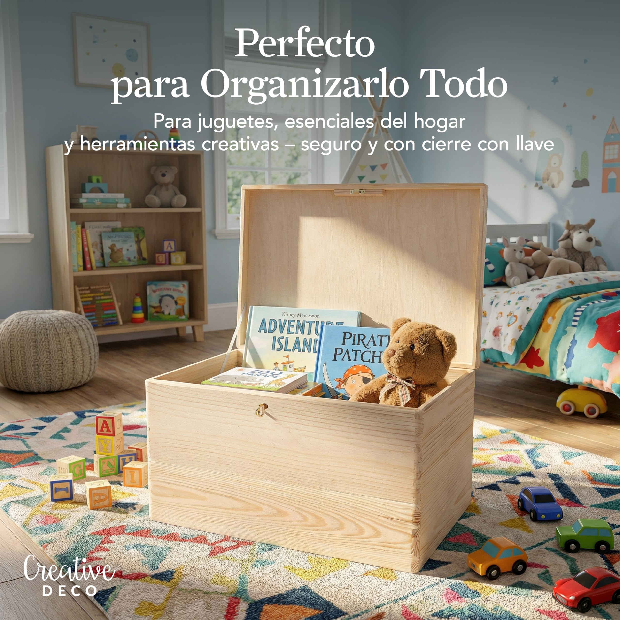 Creative DECO XXL Grande Caja Madera para Decorar con Tapa y Cierre