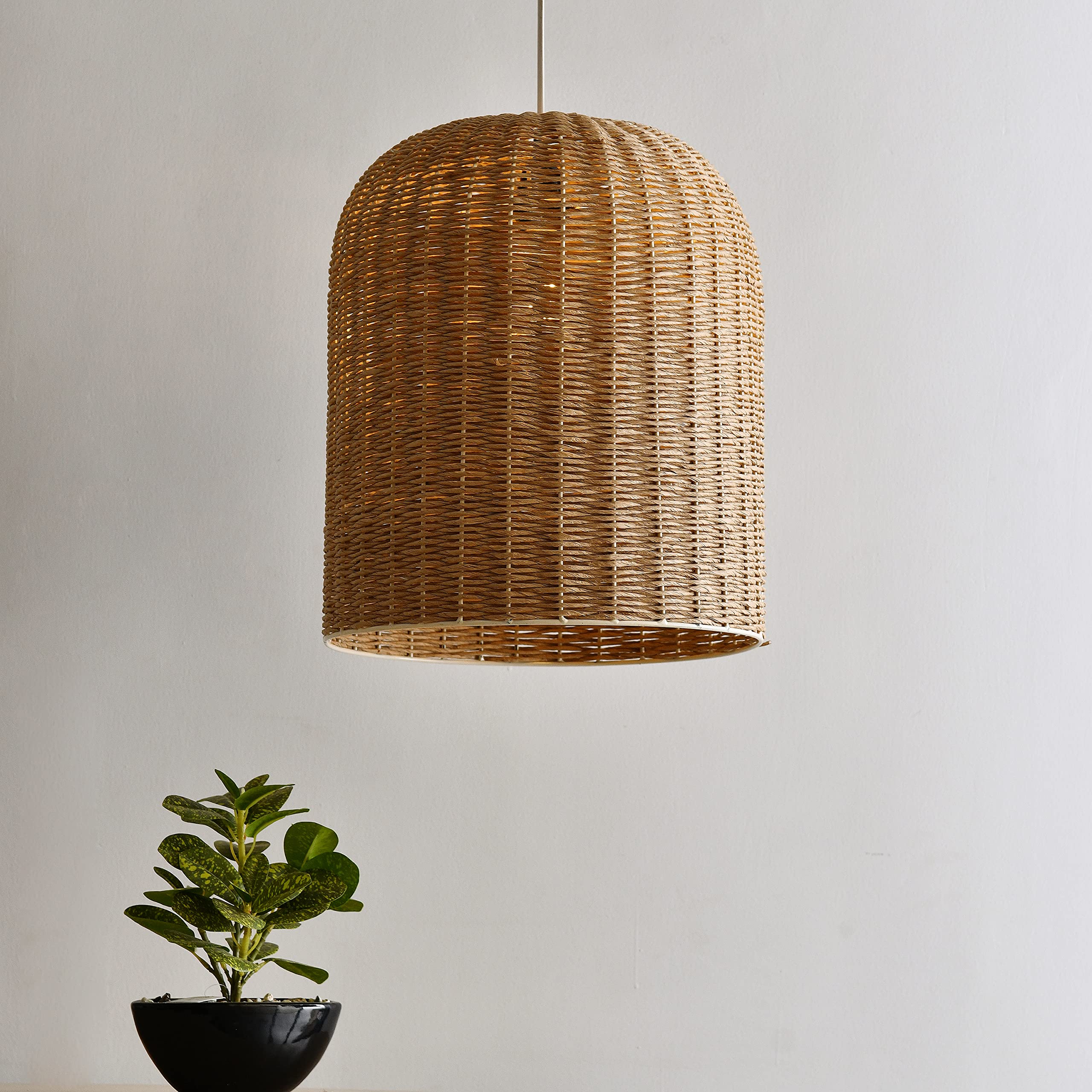 Decazone Large Rattan Hanging Light Beautiful Crafted Lamp Adds Warmth and Elegance for Living Room, Kitchen and Cafe Area (Bulb not Included).