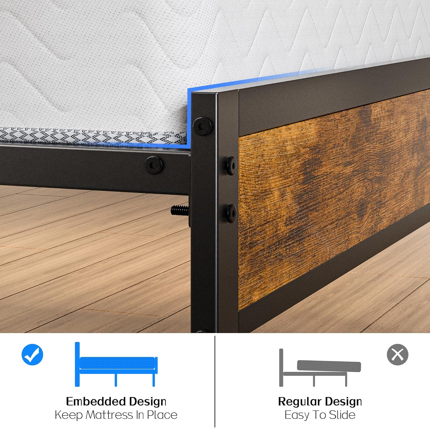 Twin Bed Frame with Storage Headboard and USB Charging Station, Smart LED Lights, Noise Free, Metal Platform Bed Easy Assembly, No Box Spring Needed - Image 7