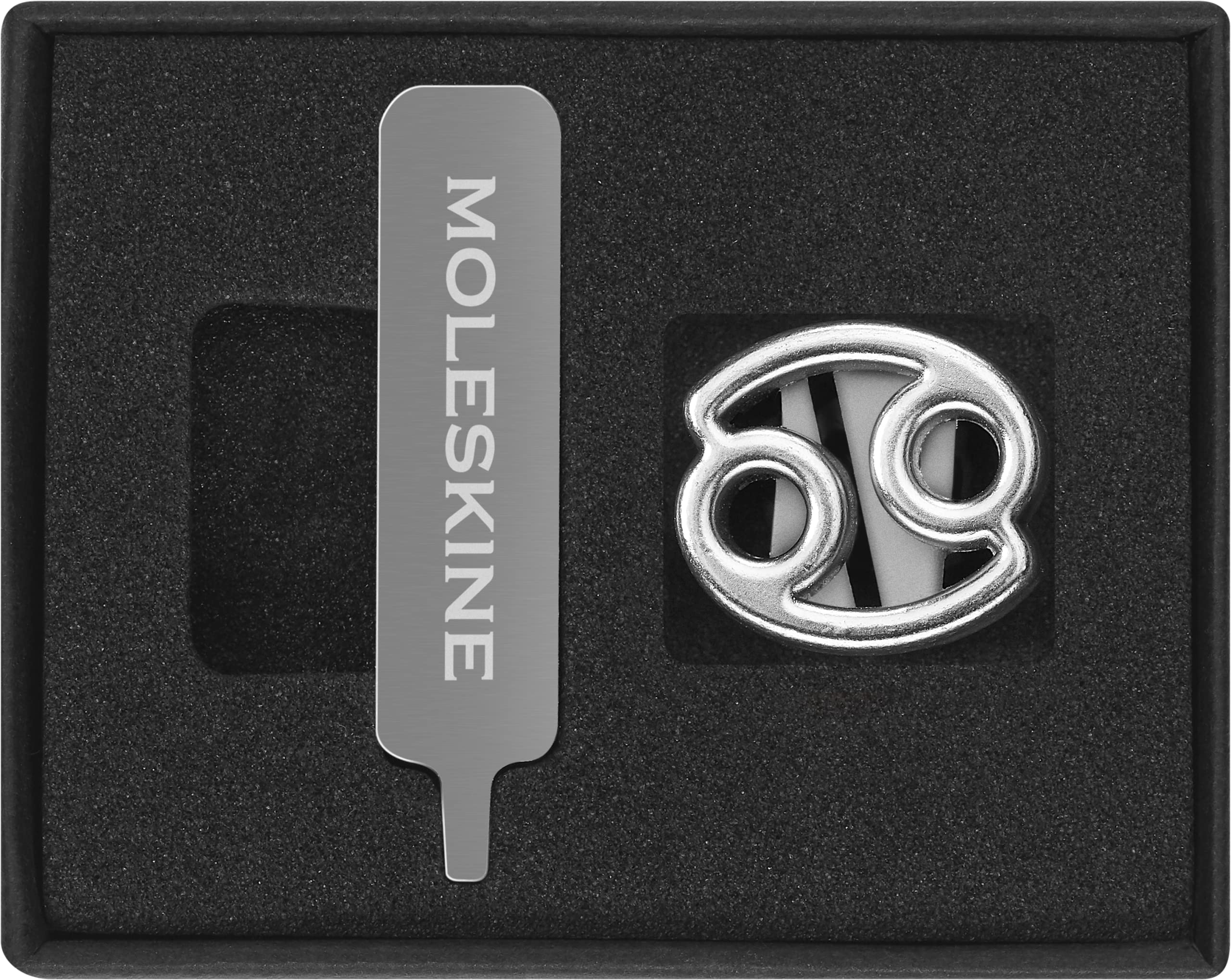 Moleskine Cancer Pin for Notebook or Diary, Zodiac Symbol Pin, Personalise Elastic Closure, Personalised Gift Ideas, Silver Colour