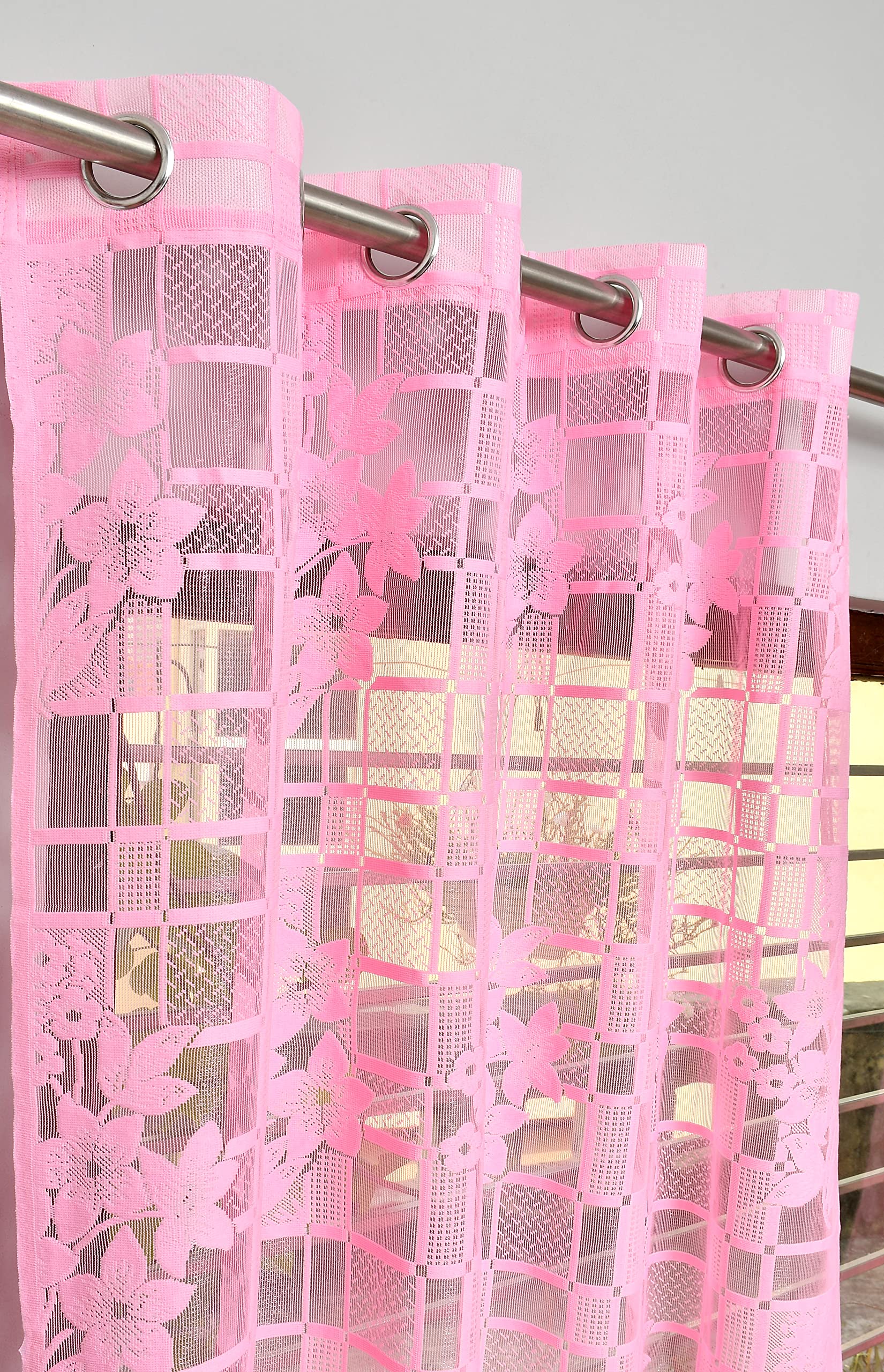Yarnis Sheer Flower Pattern Semi-Transparent Long Door Curtains, Pack of 1, Pink, 4 X 9 Feet (B092W956JJ) Amazon Price History, Amazon Price Tracker