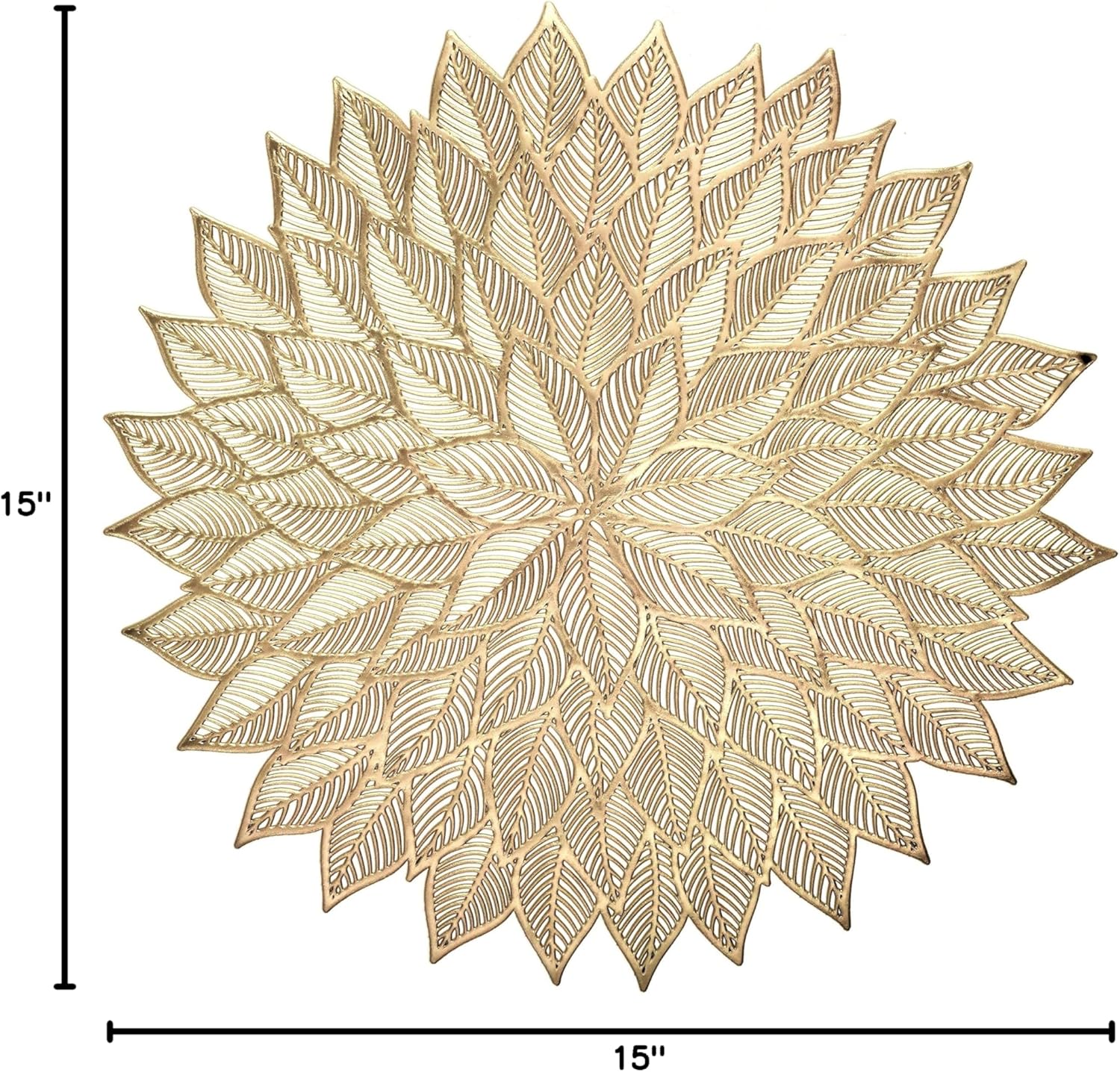 " OCCASIONS " 10 Pieces Pack Pressed Vinyl Metallic Placemats/Wedding Accent Placemat (Dhalia-Matt Gold)