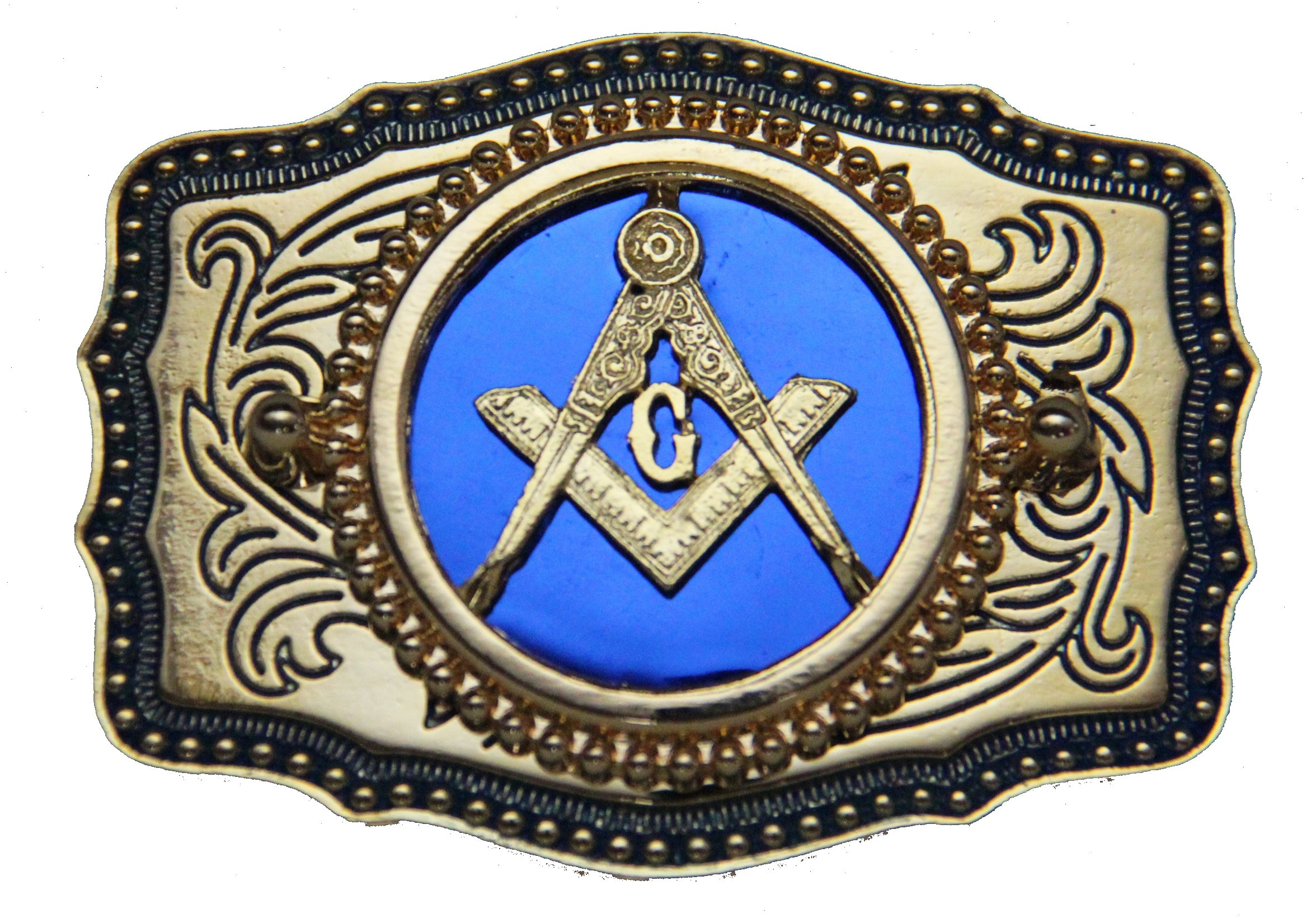 Blue Square and Compasses Masonic Belt Buckle Made in USA