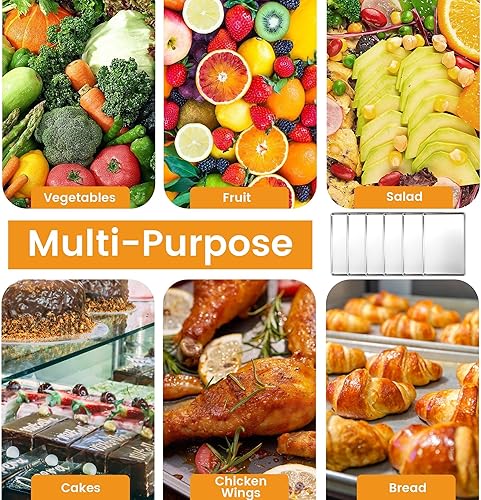 Miniatura 7 de Juego de 6 bandejas para hornear tamaño cuarto, bandeja para hornear de aluminio comercial para galletas, duradera y antiadherente de 13x 10