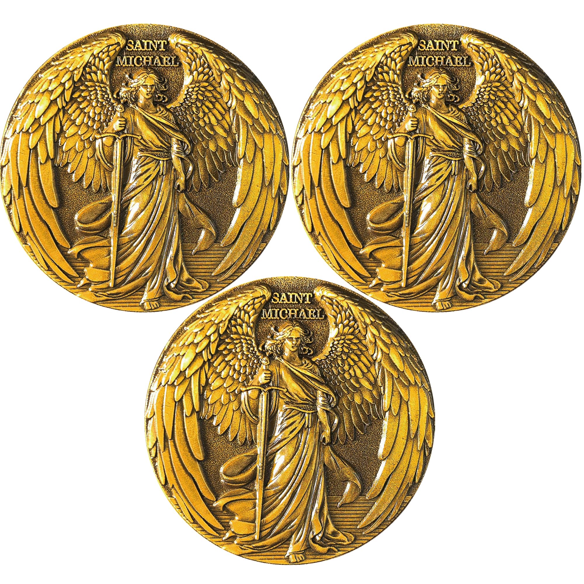The Archangel Saint Michael Challenge Coin for Christian Protection and Strength (Pack of 3)