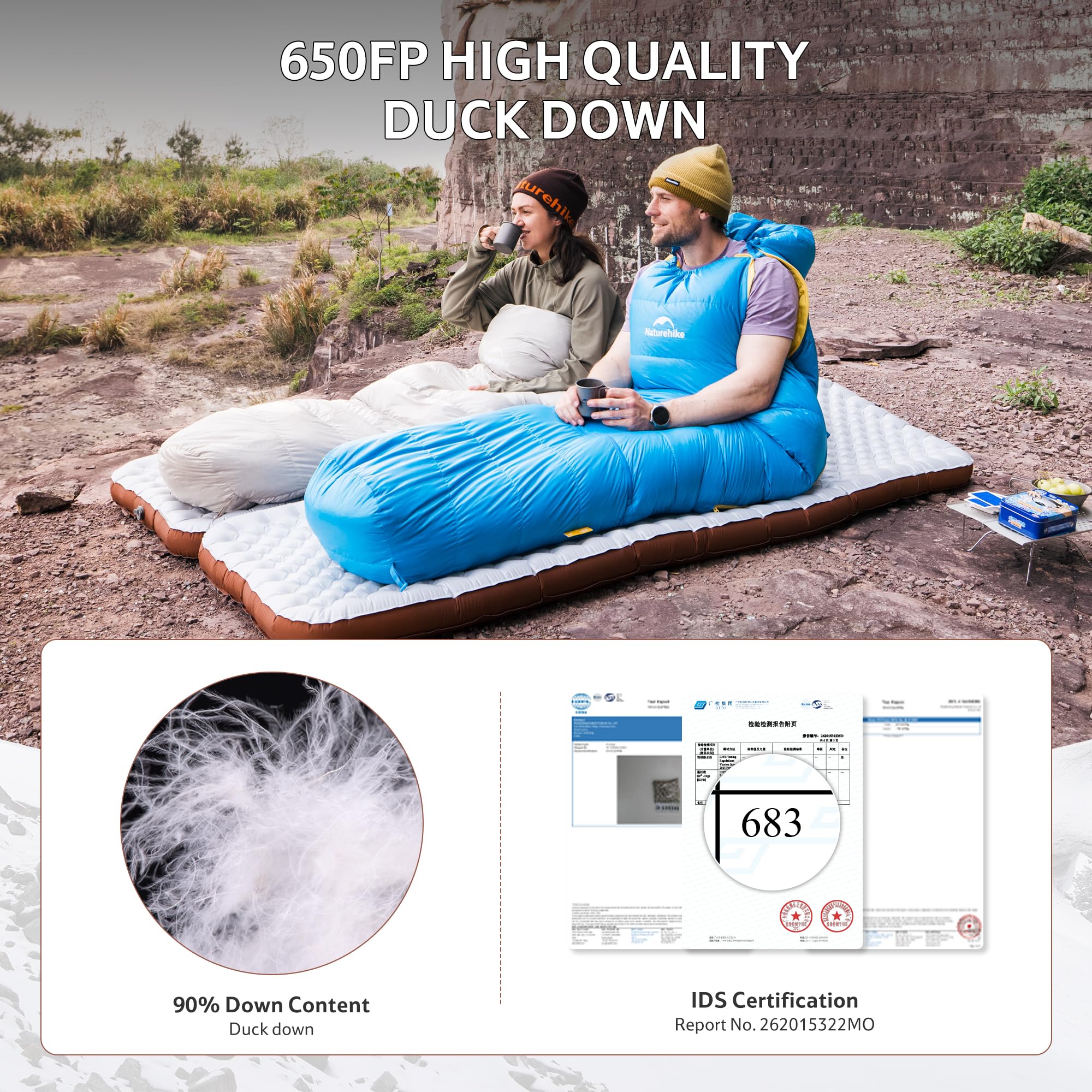 Naturehike Snow Petrel Base śpiwór puchowy, 90% zawartości Down, RDS Outdoor Professional Camping śpiwór puchowy, śpiwór dla dorosłych