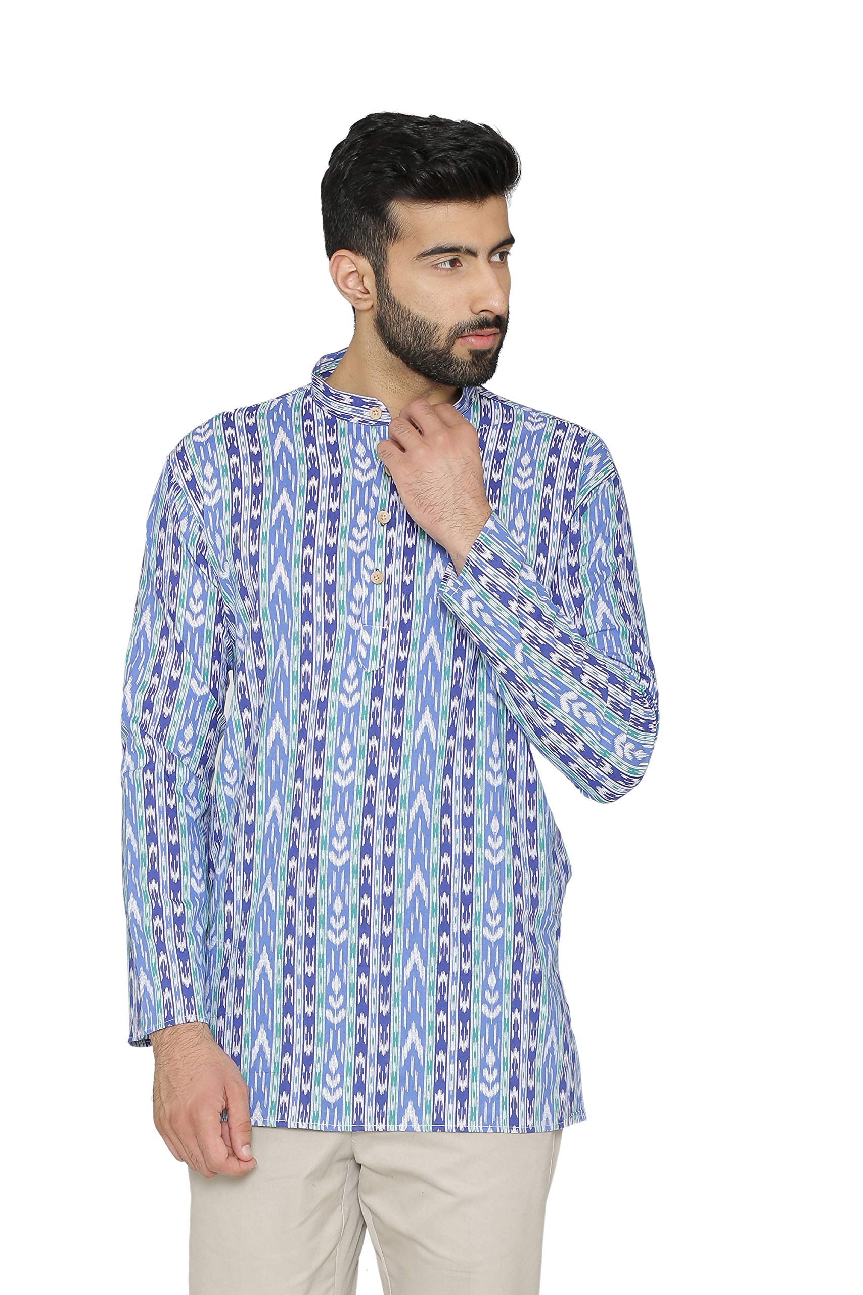 wintage Men's 100% Cotton Festive and Casual Short Indian Kurta Sleepset : Multiple Colors-picture-12