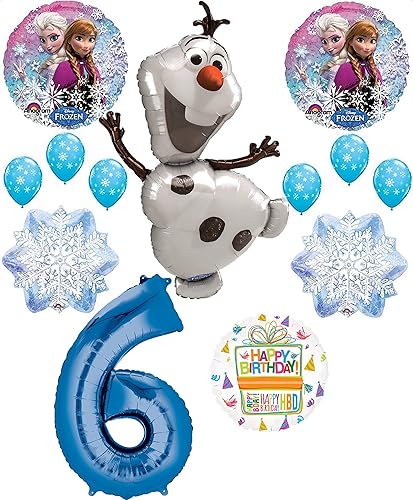 Miniatura 1 de Mayflower Products Frozen 6th Birthday Party Supplies Olaf, Elsa y Anna Globo Ramo Decoraciones Azul #6