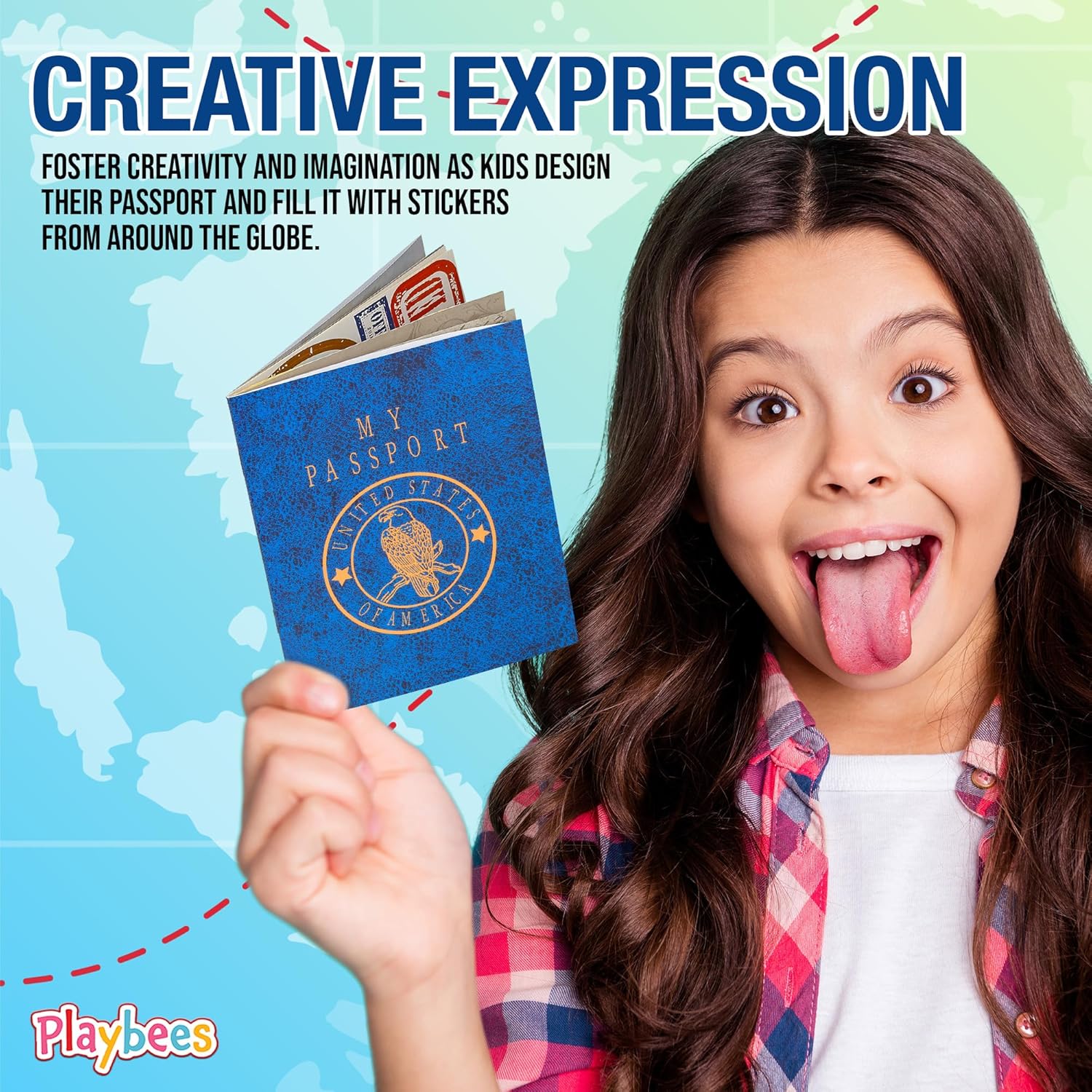 Playbees Passport Sticker Book for Boys and Girls - 24 Pack - Pad of Famous Places Motivational Treats, Party Favors, Game Prizes, Wall Decals, Scrapbooks, School Supplies, Arts and Crafts