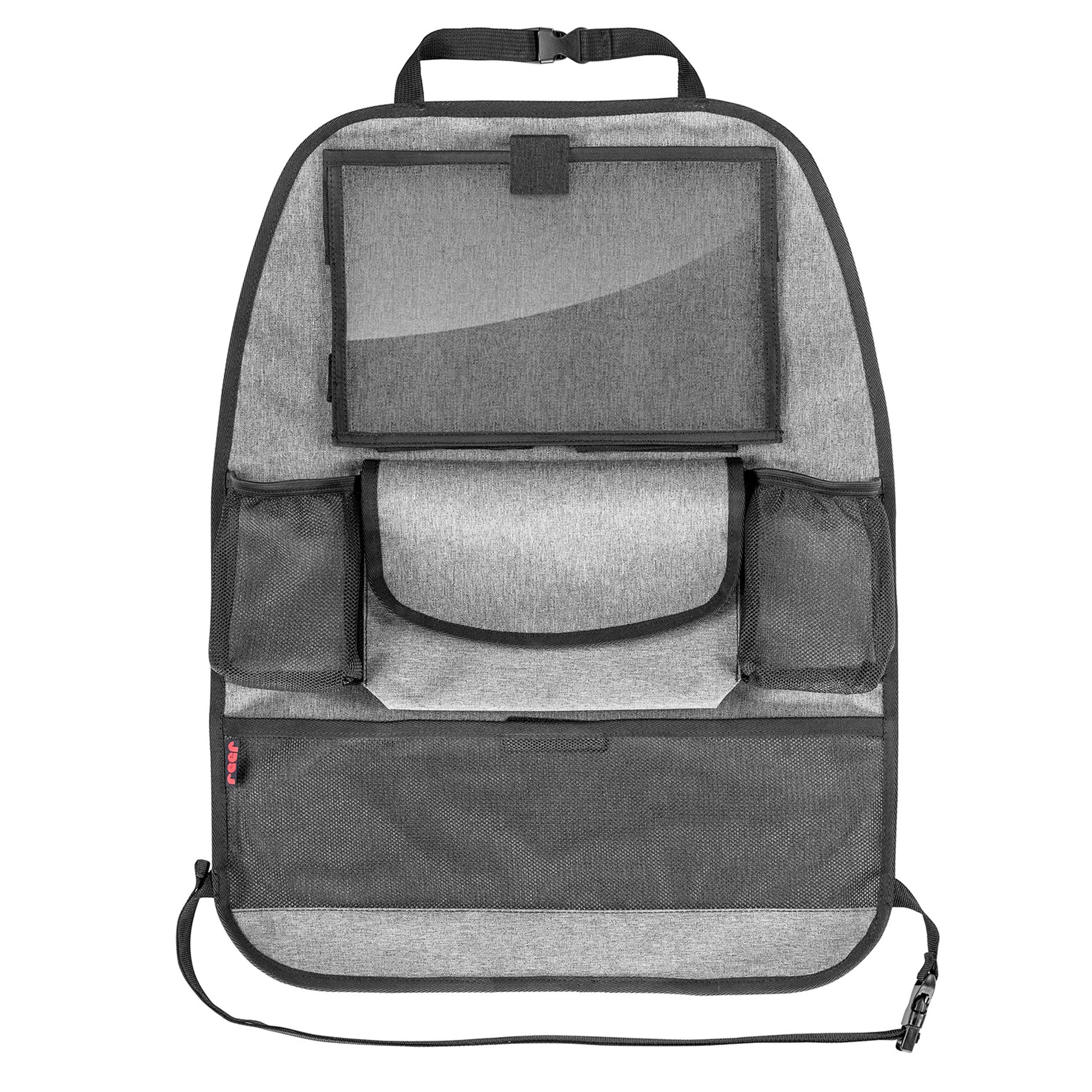 Reer 86051 Organizador para Asiento Trasero De Coche con Compartimento para Tableta, Color Gris, 1000 ml