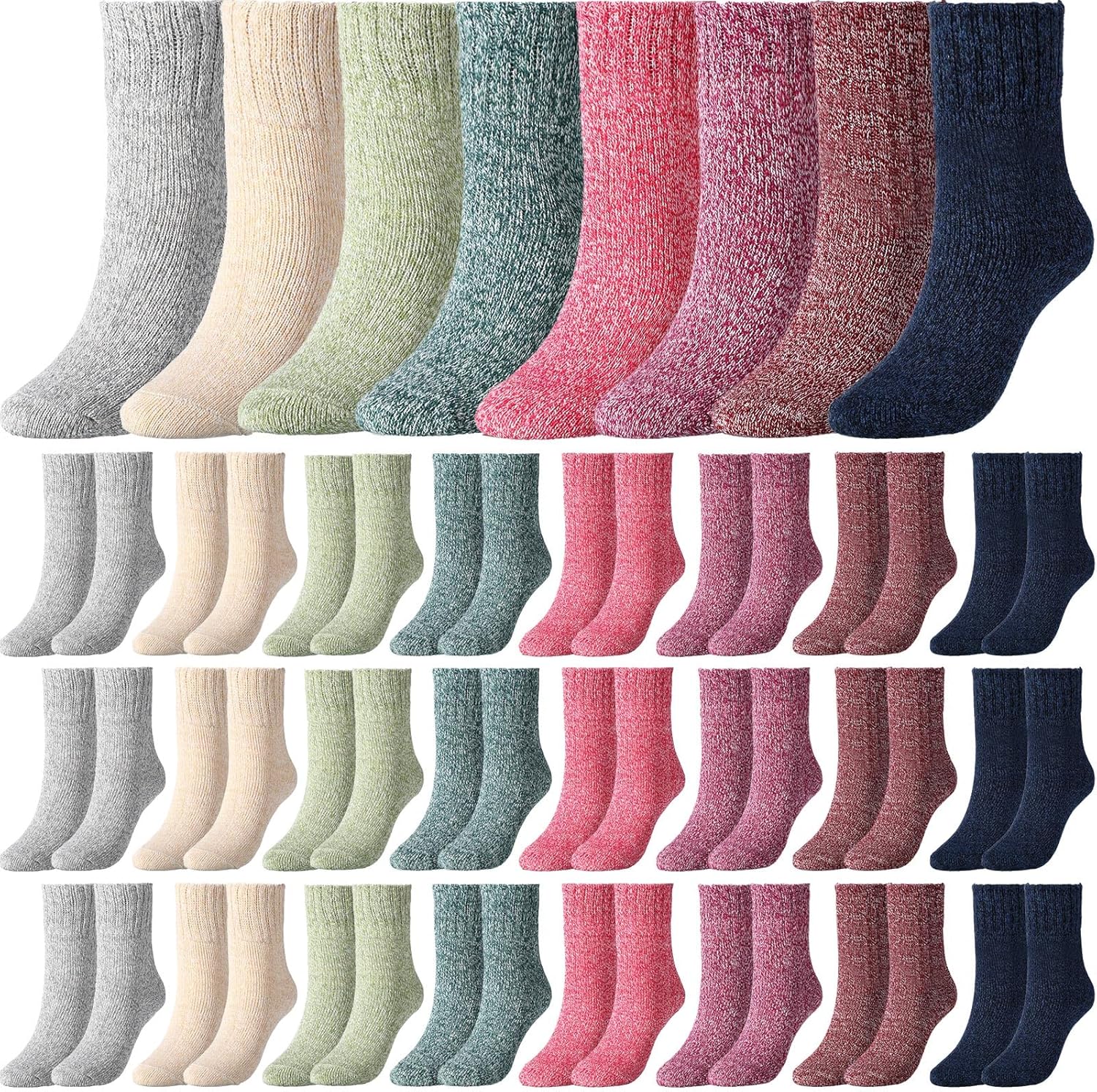 Liitrsh 32 Pairs Wool Socks for Women Warm Thermal Winter