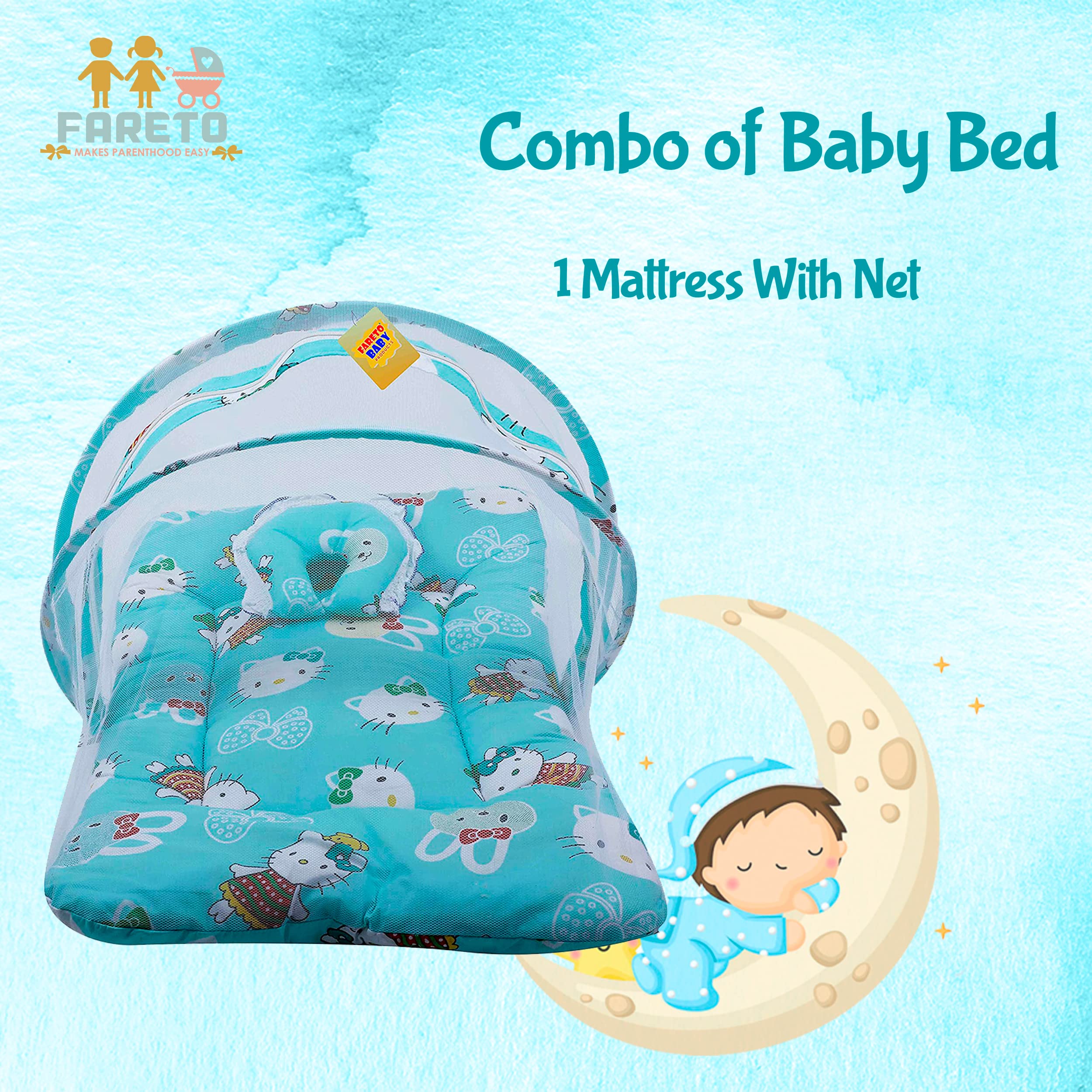 Fareto Baby Mattress with Mosquito Net(0-6 Months) (Pista Green) - Image 3 thumbnail