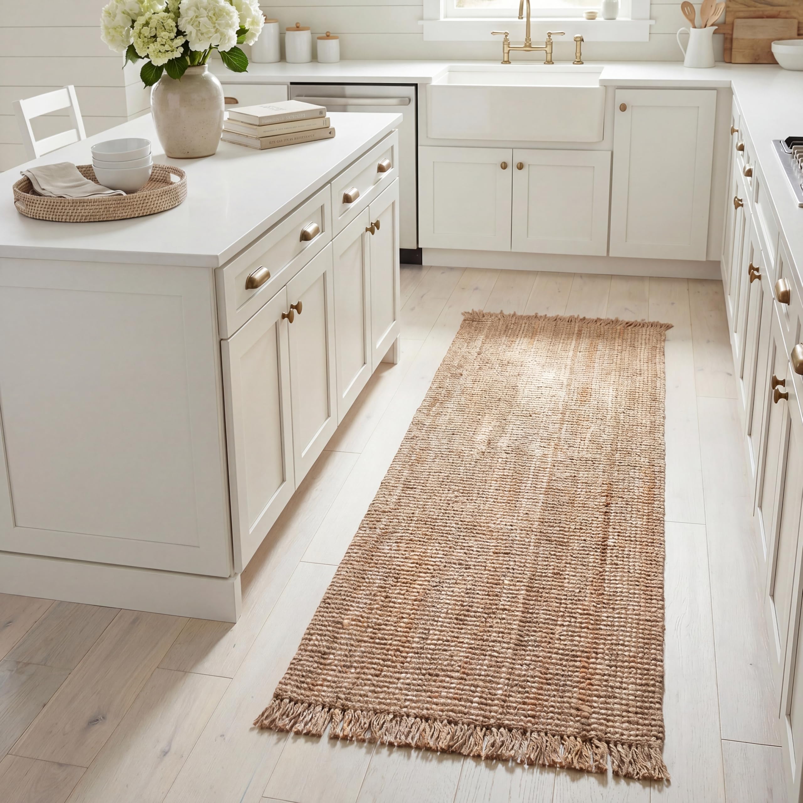 SAFAVIEH Tapis en Fibres Naturelles Salon, Salle à Manger, Chambre à Coucher - Natural Fiber Collection, Tapis à Poil Court, Naturel, 76 X 183 cm