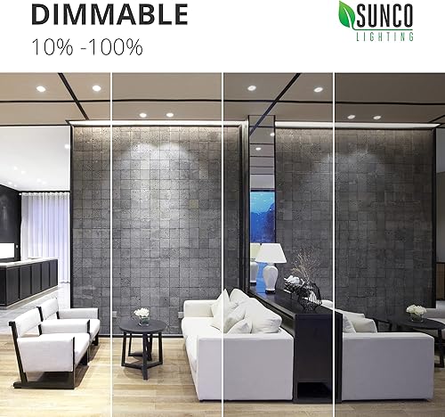 Miniatura 5 de Sunco - Paquete de 4 luces LED para latas, cardán retrofit de globo ocular de 56 pulgadas, luces empotrables regulables de 12 W  60 W, 5 colores