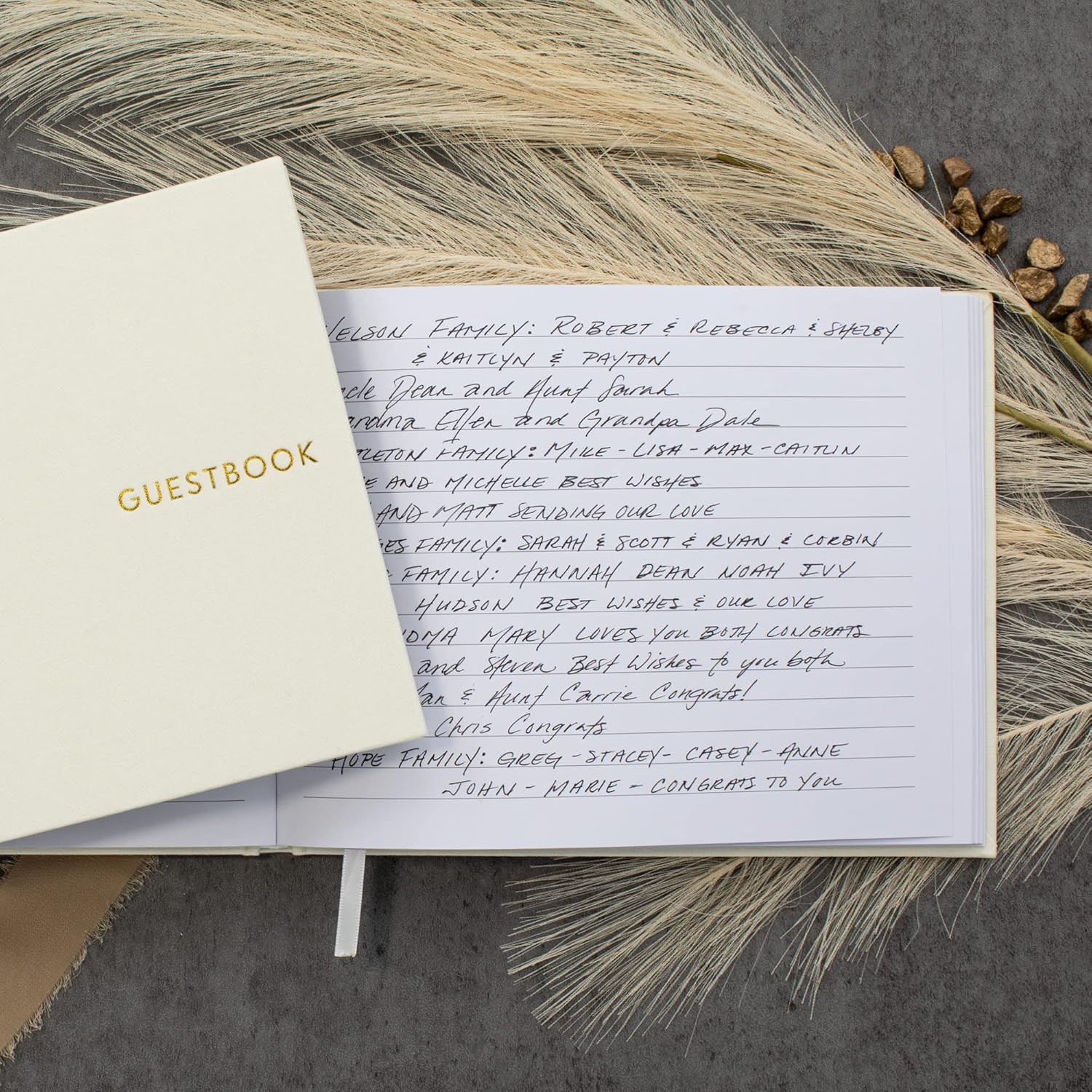 ZICOTO Beautiful Linen Wedding Guest Book for Your Wedding Reception - Simply Elegant Guestbook to Sign in and Add Polaroid Photos - The Perfect Baby Shower Guest Book and Addition to Your Big Day
