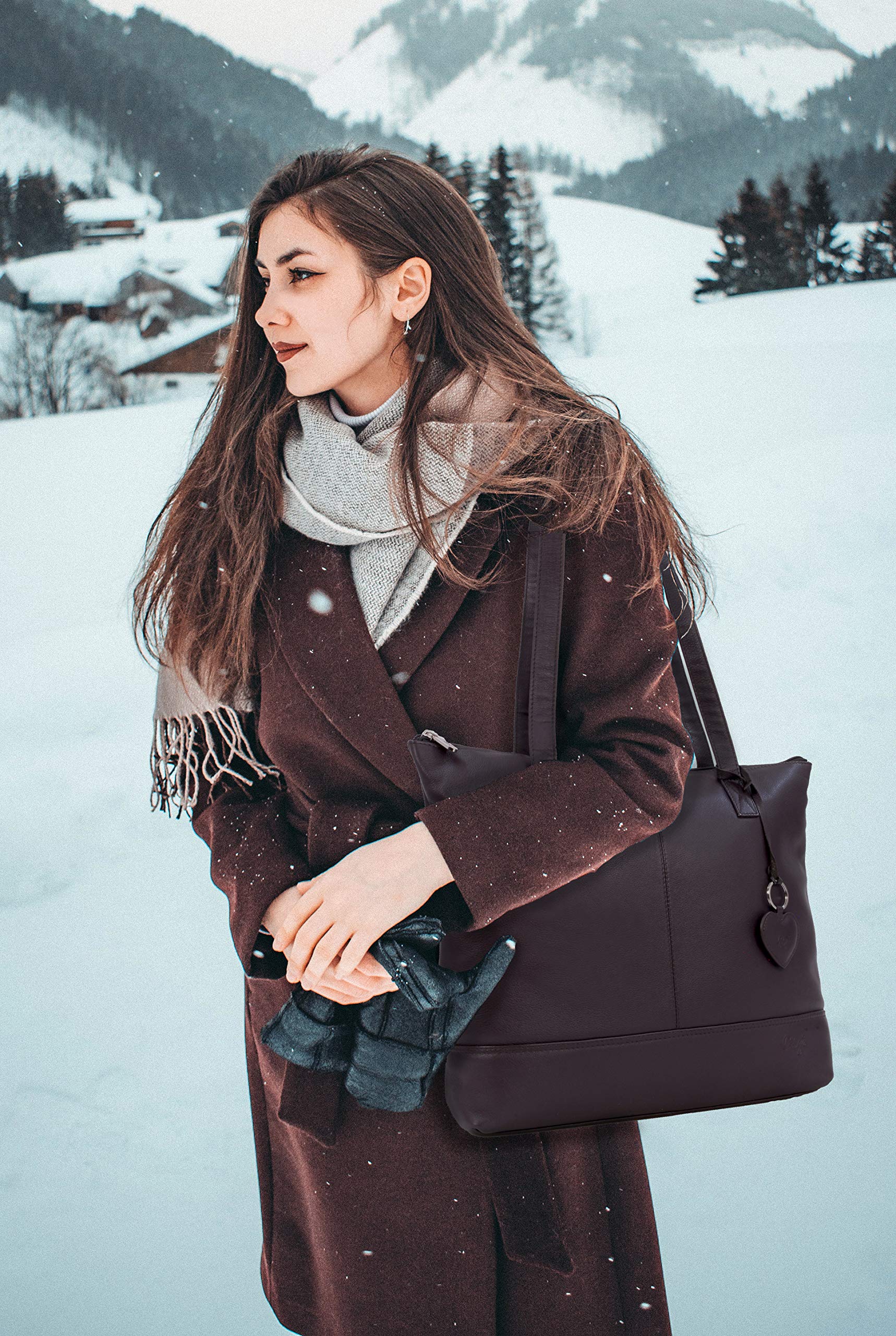 Gigi - Bolso Tote Grande de Piel - Bolso de Hombro de Mujer con Correa Desmontable - Shopper de Trabajo - Othello 9101A