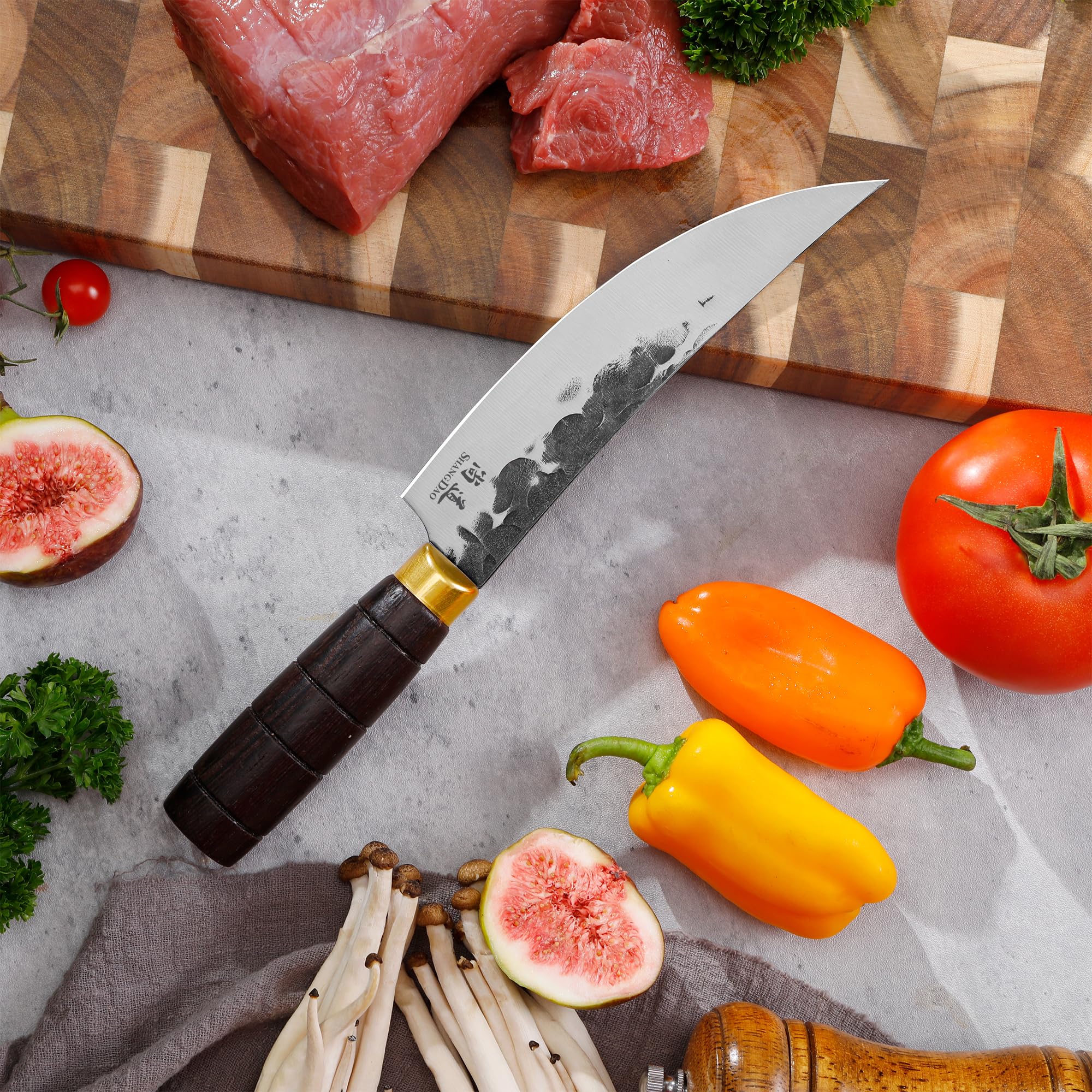 SHANGDAO Coltello da chef, coltello da cucina forgiato nero con lama in acciaio inossidabile altamente elastico, coltello da chef artigianale professionale, impugnatura ergonomica e confezione regalo