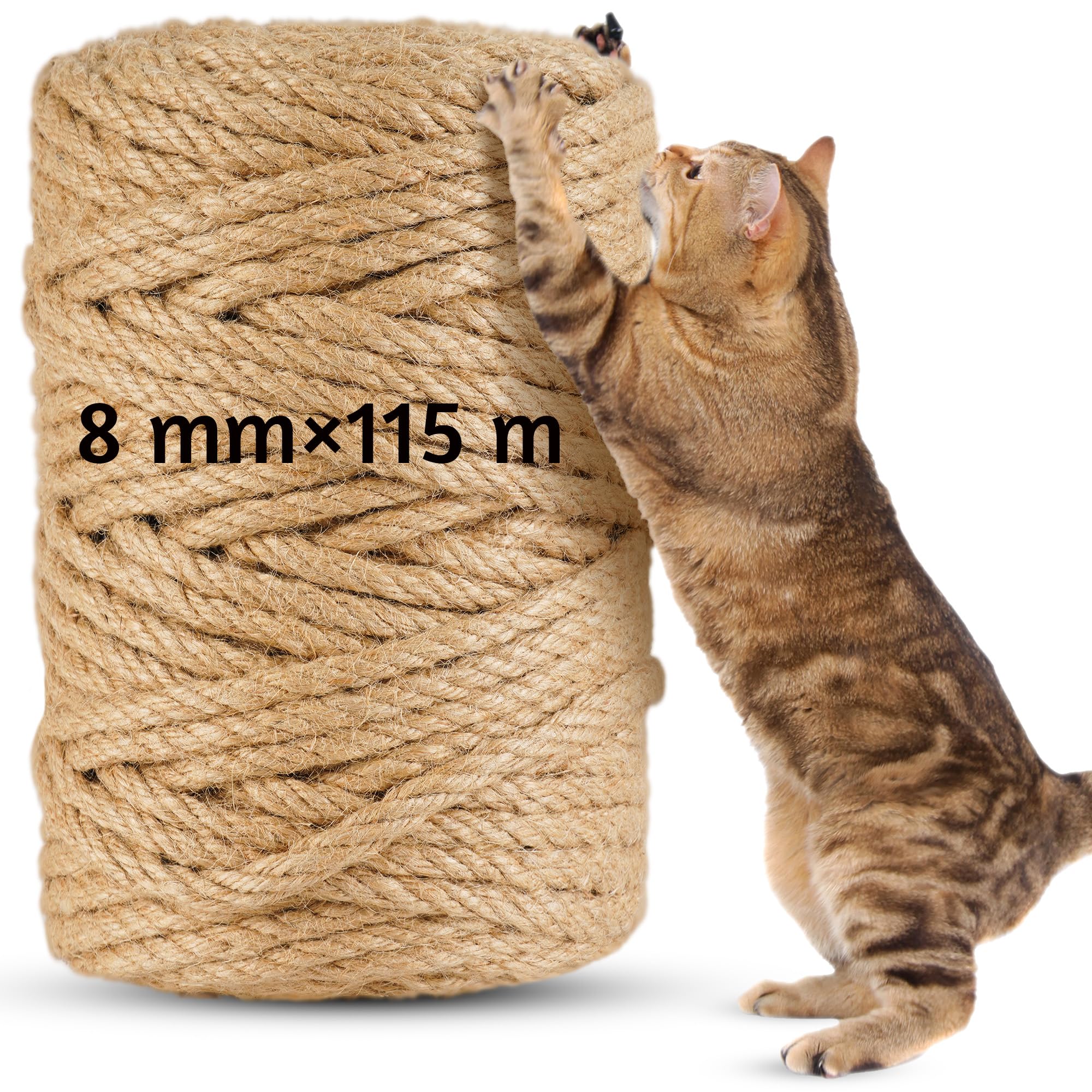 115m Sisalseil für Kratzbaum 6MM, Natur Sisal Seil für Katzen, Kratzseil, Haushalt, Garten,Handarbeiten, DIY, Dekoration, Kordel für Ersatz (115 M x 8 MM)