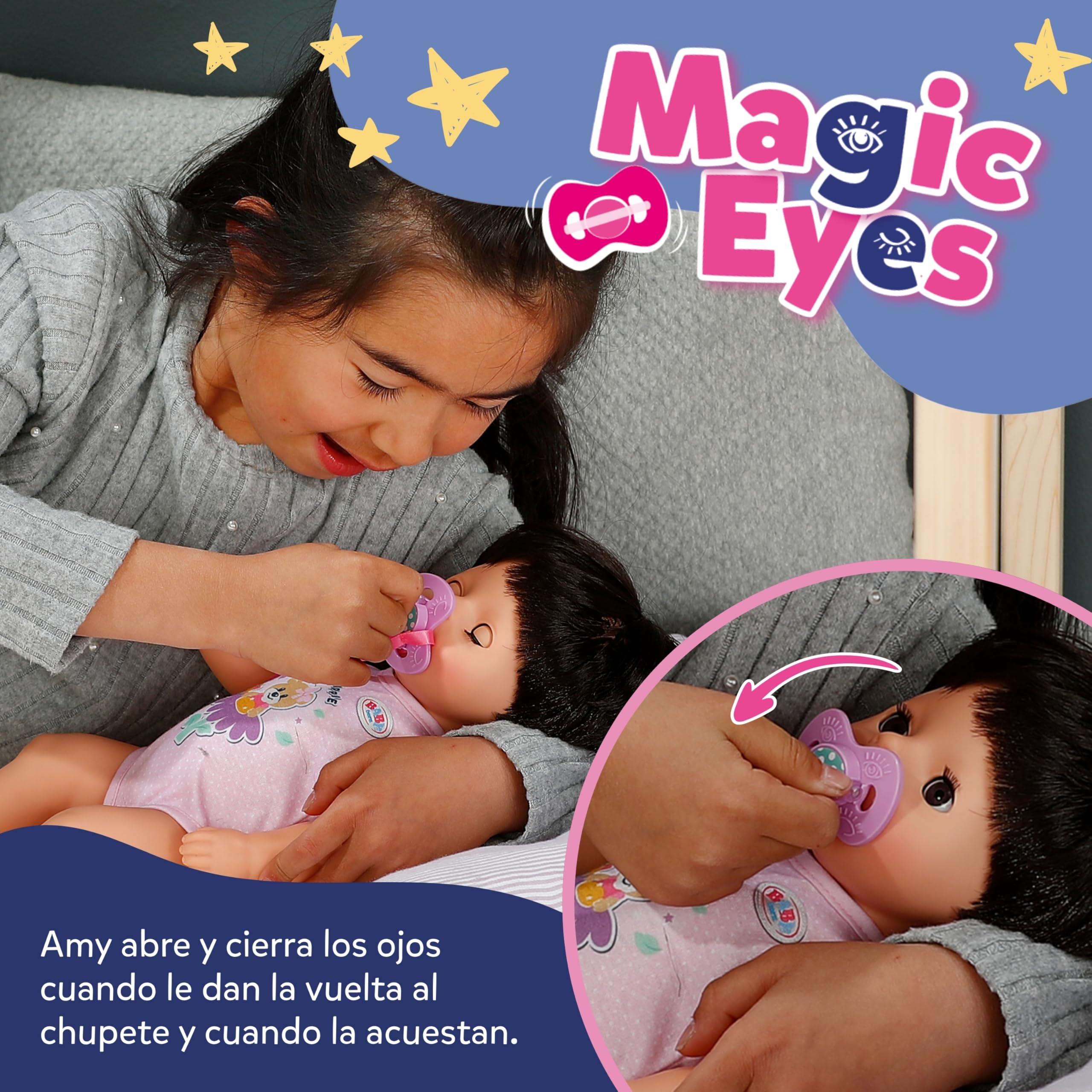 BABY Born Amy – Muñeca de 36 cm – Muñeca bebé con 7 Funciones para niños pequeños a Partir de 1 año – Funciona sin Pilas – Incluye Accesorios y Pelele