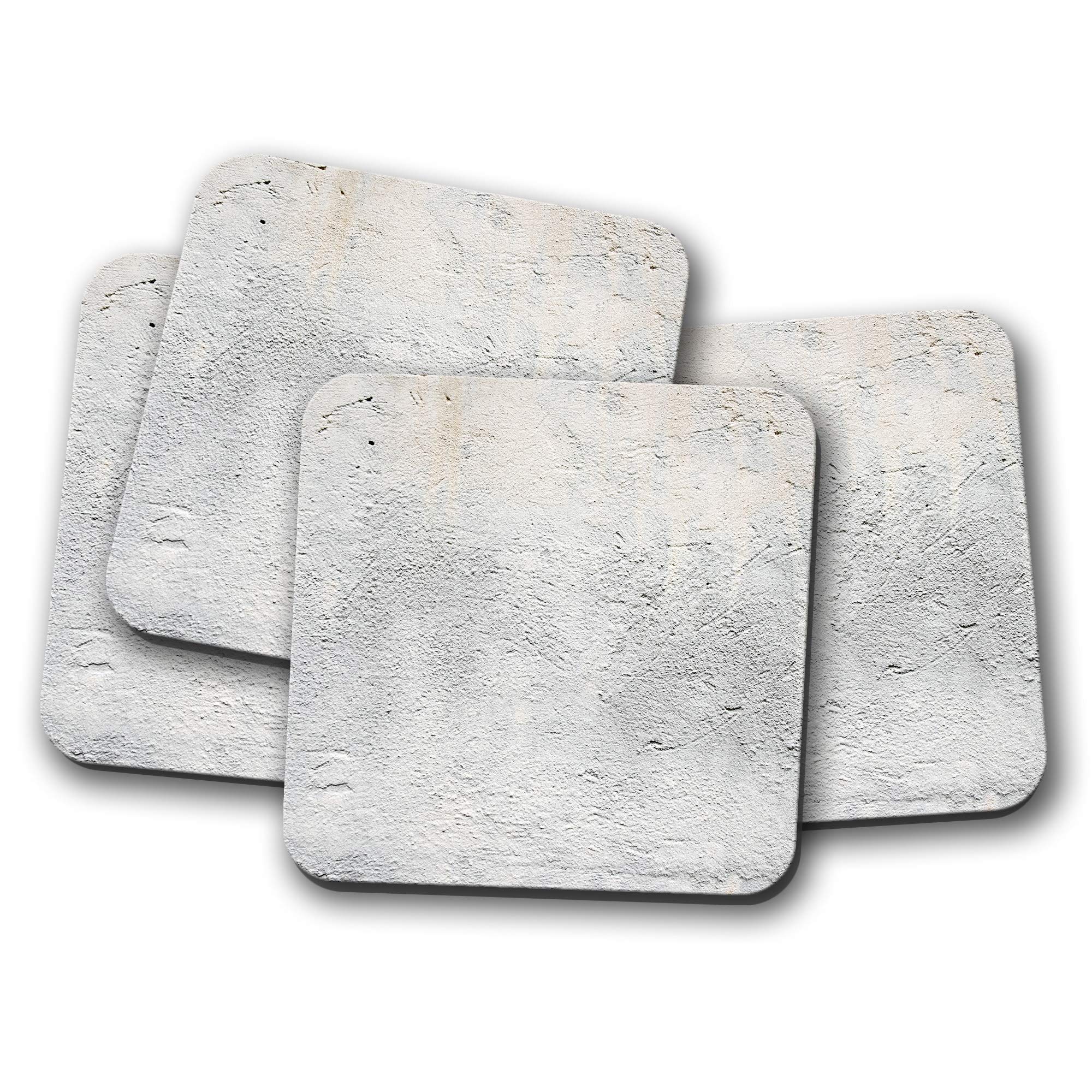 4 Set - Grey Concrete Effect Coaster - Cement Builder Construction Texture #15692