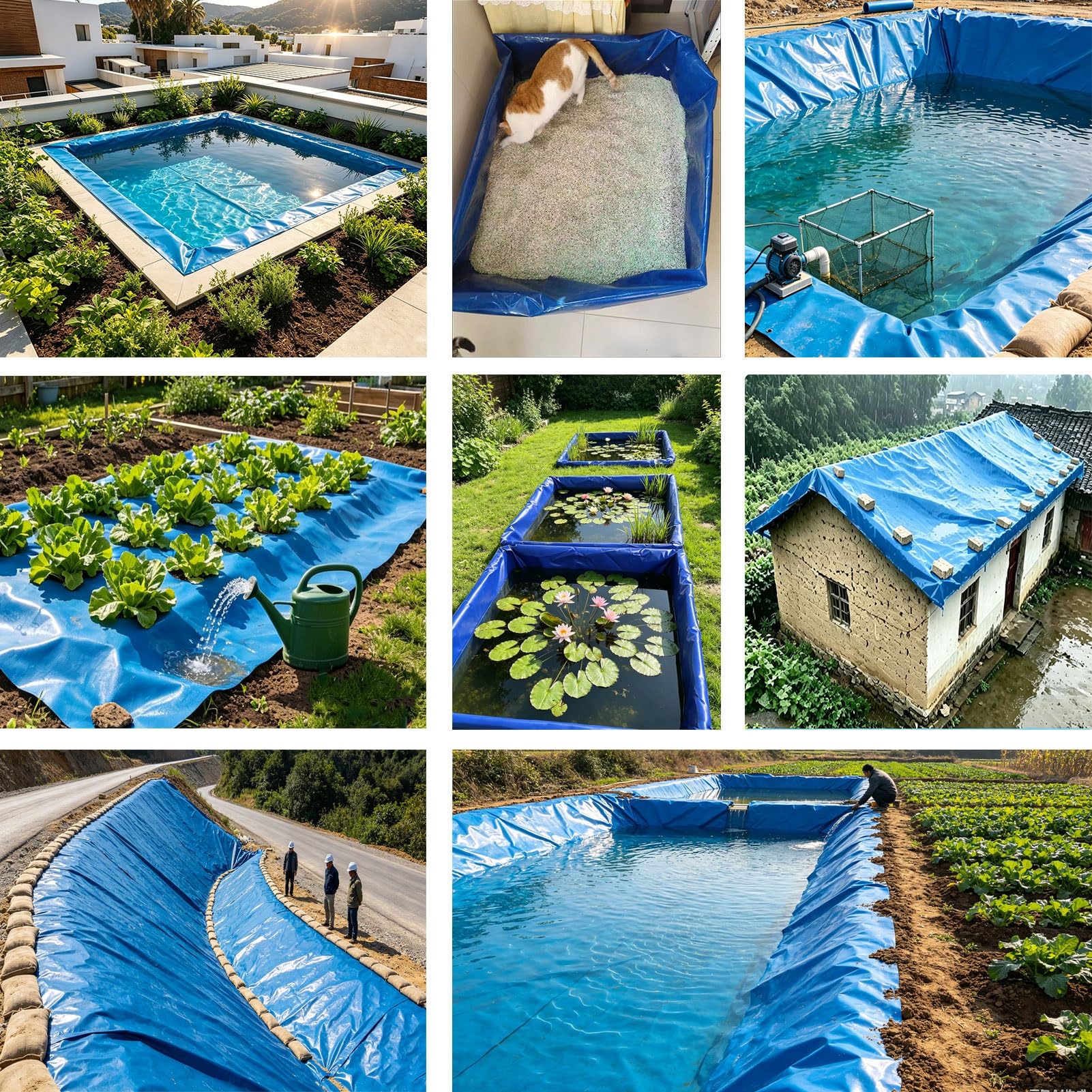 Luyckfrazy 2×10m,4×5m,6×8m,8×12m,Fodera per laghetto all'aperto Fogli in polietilene ad Alta densità Membrana per laghetto da Giardino per Giochi d'Acqua della Fauna Selvatica,Lago Artificiale(4x10m)